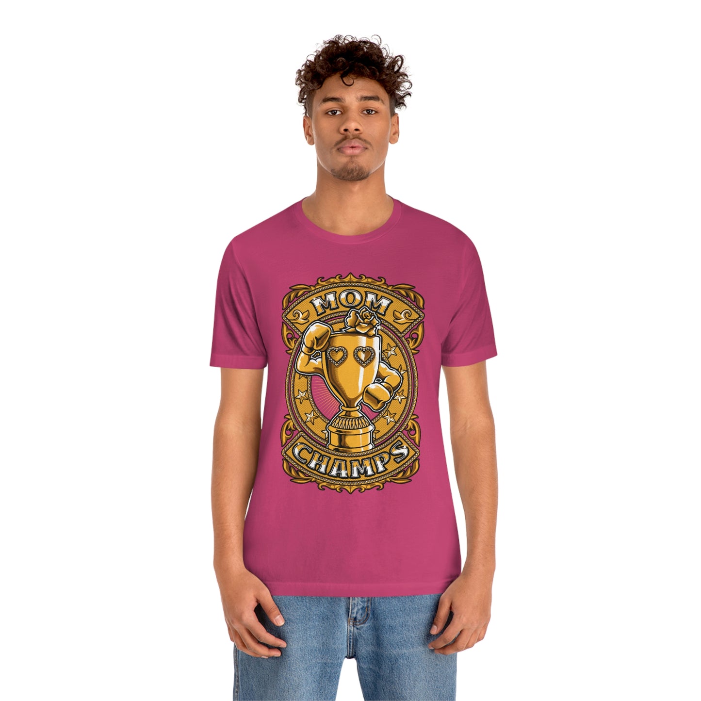 Mom Champs (Gold)! Unisex Jersey Short Sleeve Tee (Bella+Canvas)