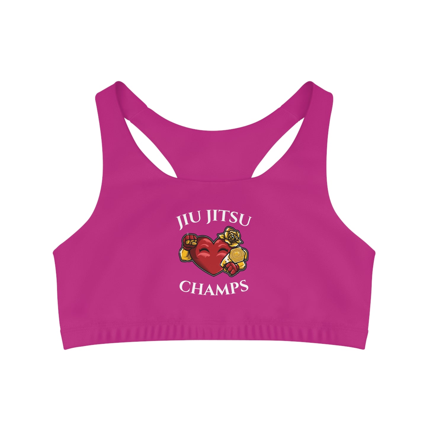 JIU JITSU CHAMPS - Center Logo - (Pink) - Seamless Sports Bra (AOP)
