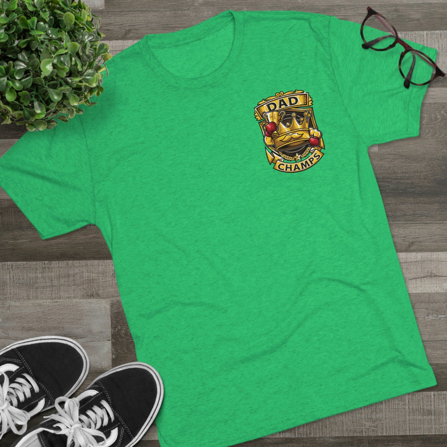 DAD CHAMPS (Small Front) - PREMIUM SOFT - Unisex Tri-Blend Crew Tee (Next Level 6010)