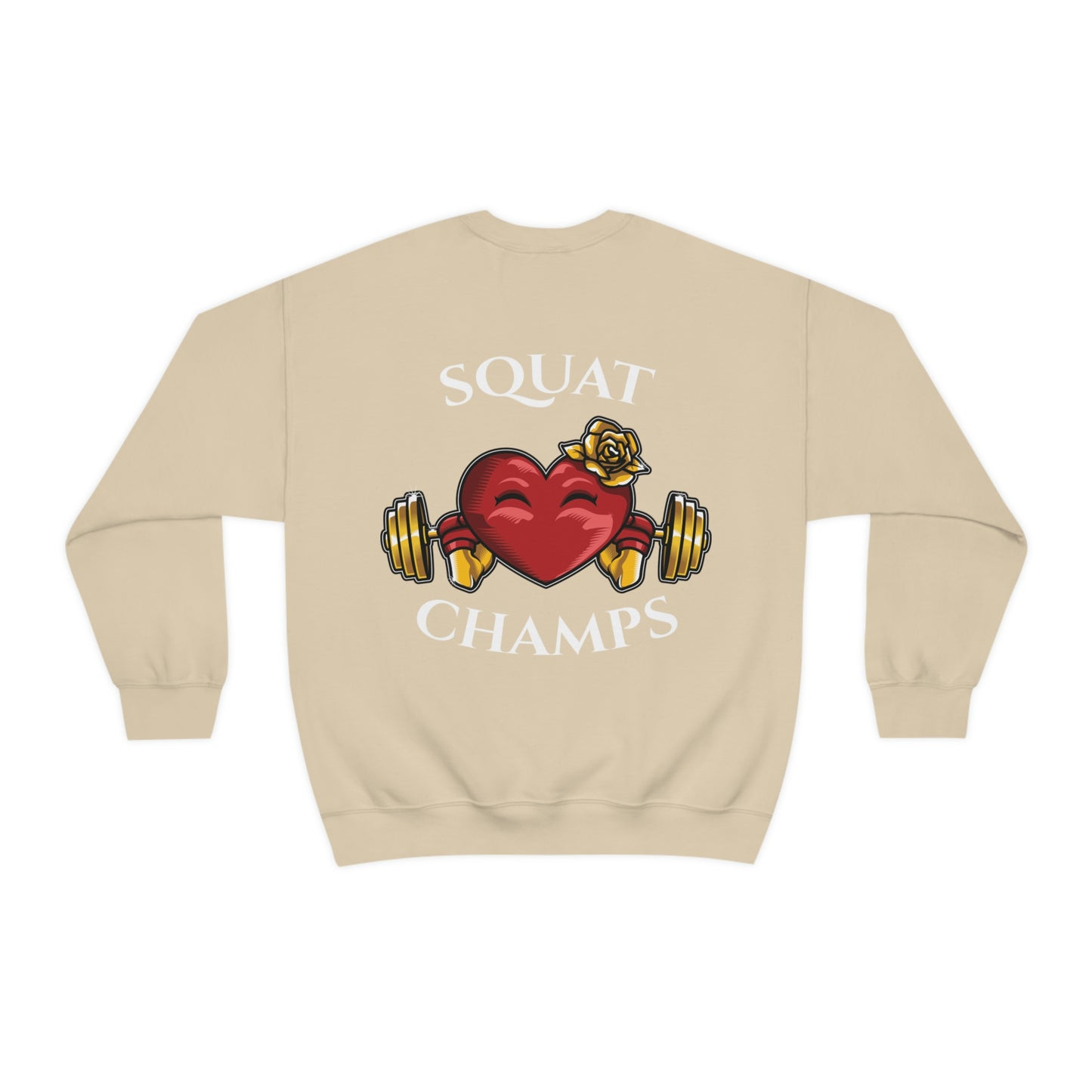 SQUAT CHAMPS (back design) - Unisex Heavy Blend™ Crewneck Sweatshirt