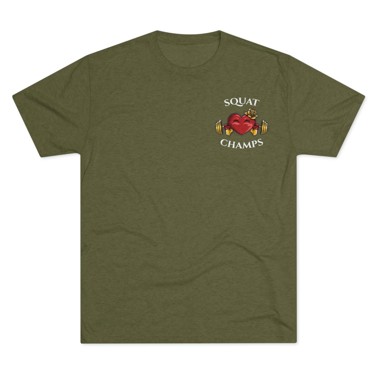 SQUAT CHAMPS (Small Front) - PREMIUM SOFT - Unisex Tri-Blend Crew Tee (Next Level 6010)