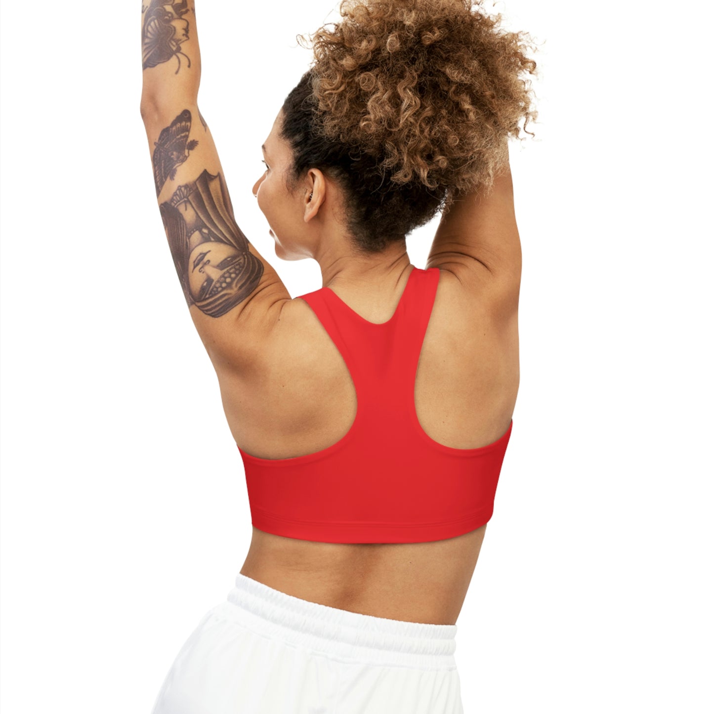 SQUAT CHAMPS - Center Logo - (Red) - Seamless Sports Bra (AOP)
