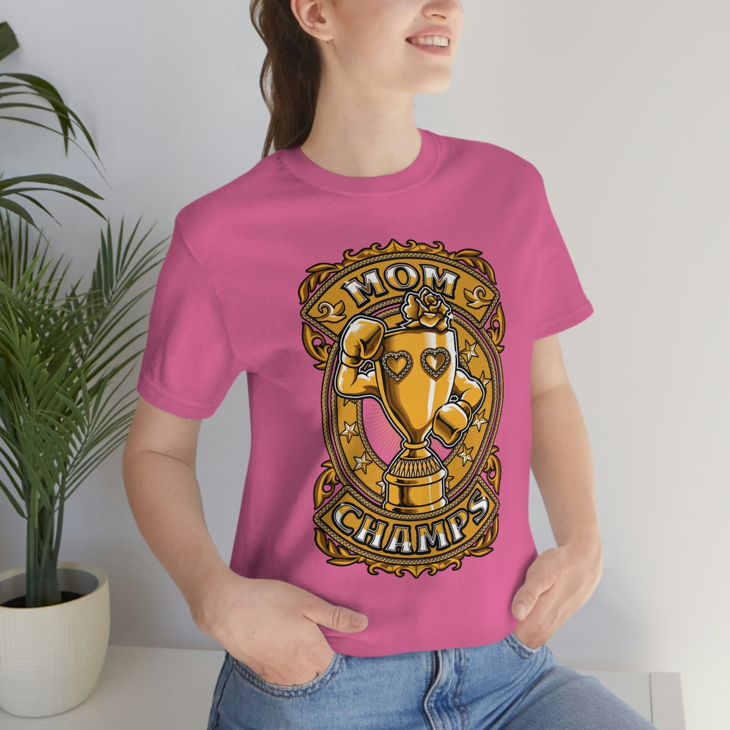 Mom Champs (Gold)! Unisex Jersey Short Sleeve Tee (Bella+Canvas)