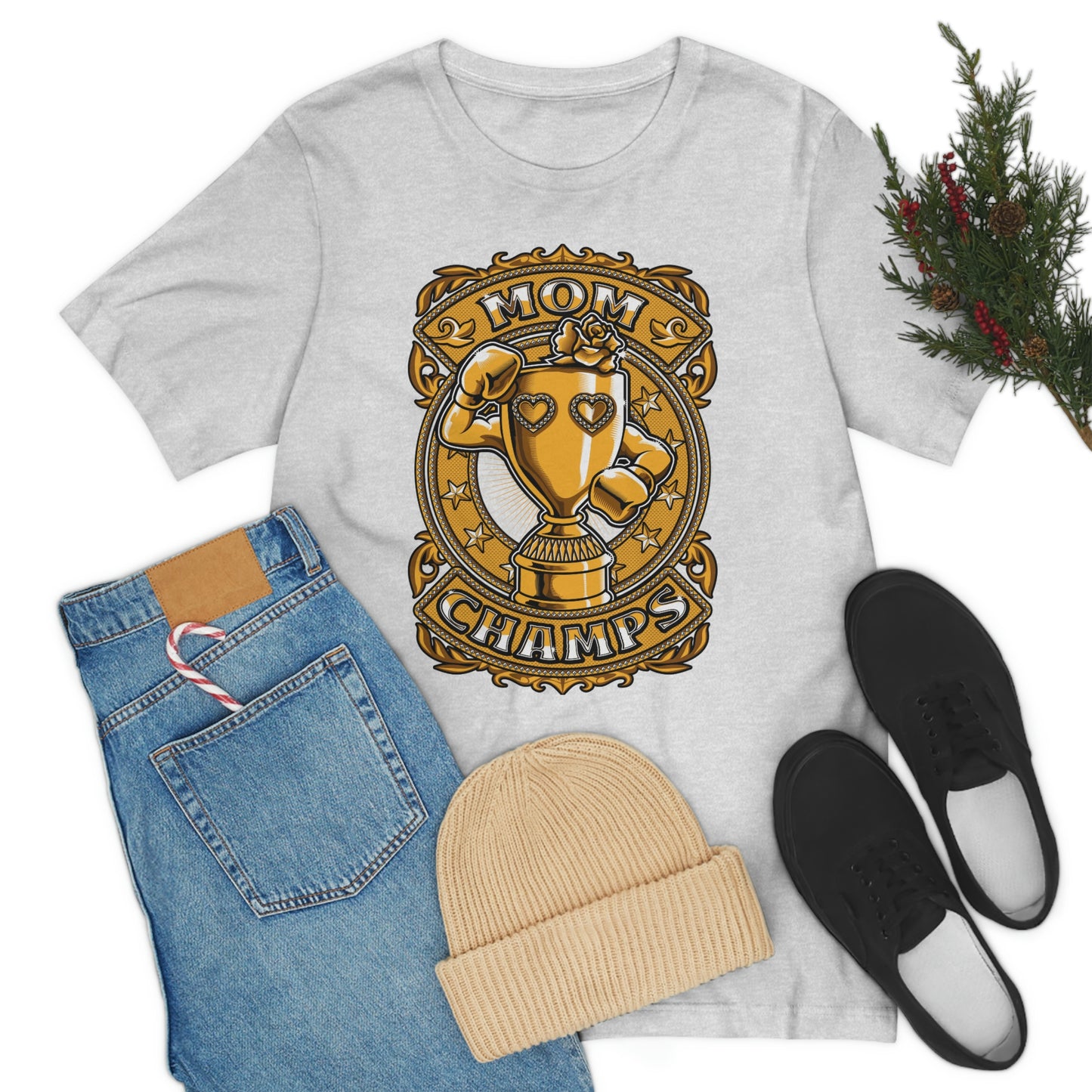 Mom Champs (Gold)! Unisex Jersey Short Sleeve Tee (Bella+Canvas)