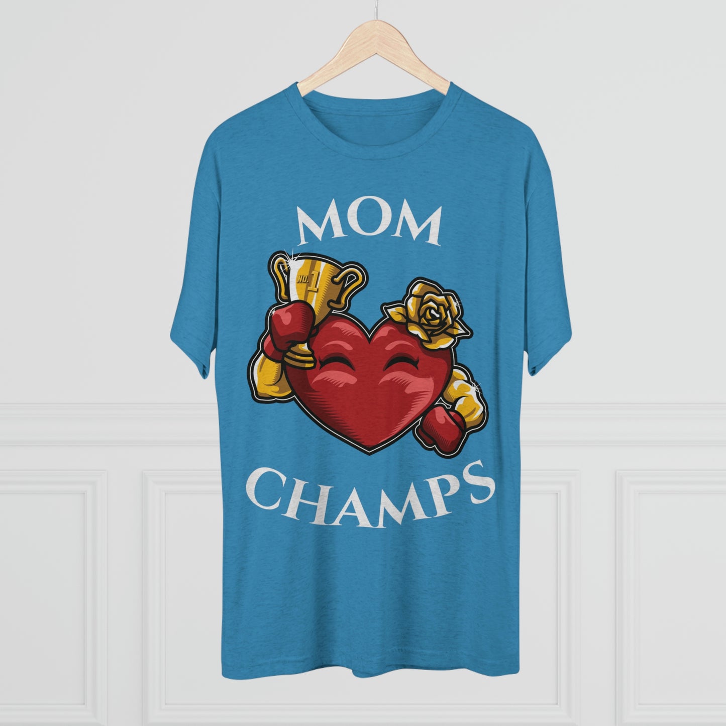 MOM CHAMPS (No Background) - PREMIUM SOFT - Unisex Tri-Blend Crew Tee (Next Level 6010)