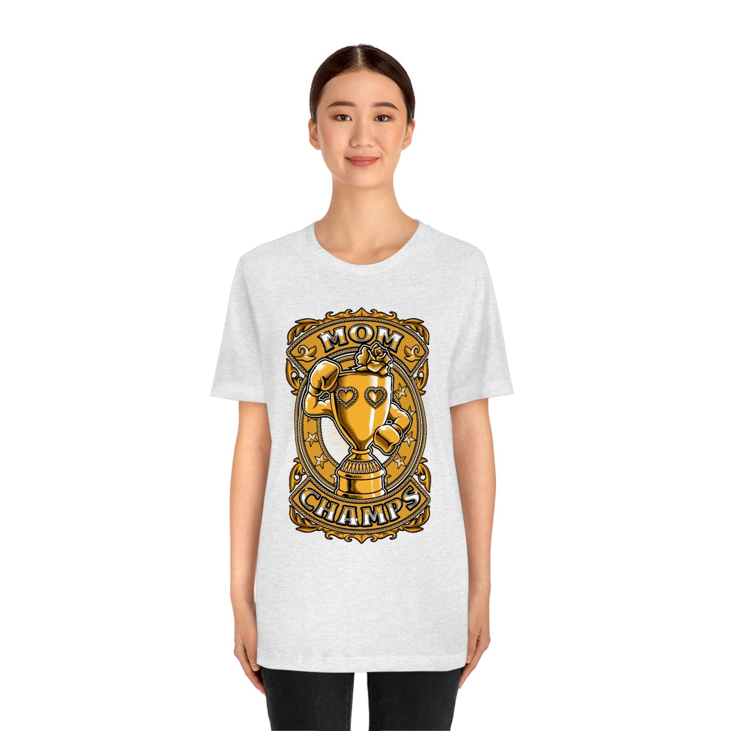 Mom Champs (Gold)! Unisex Jersey Short Sleeve Tee (Bella+Canvas)
