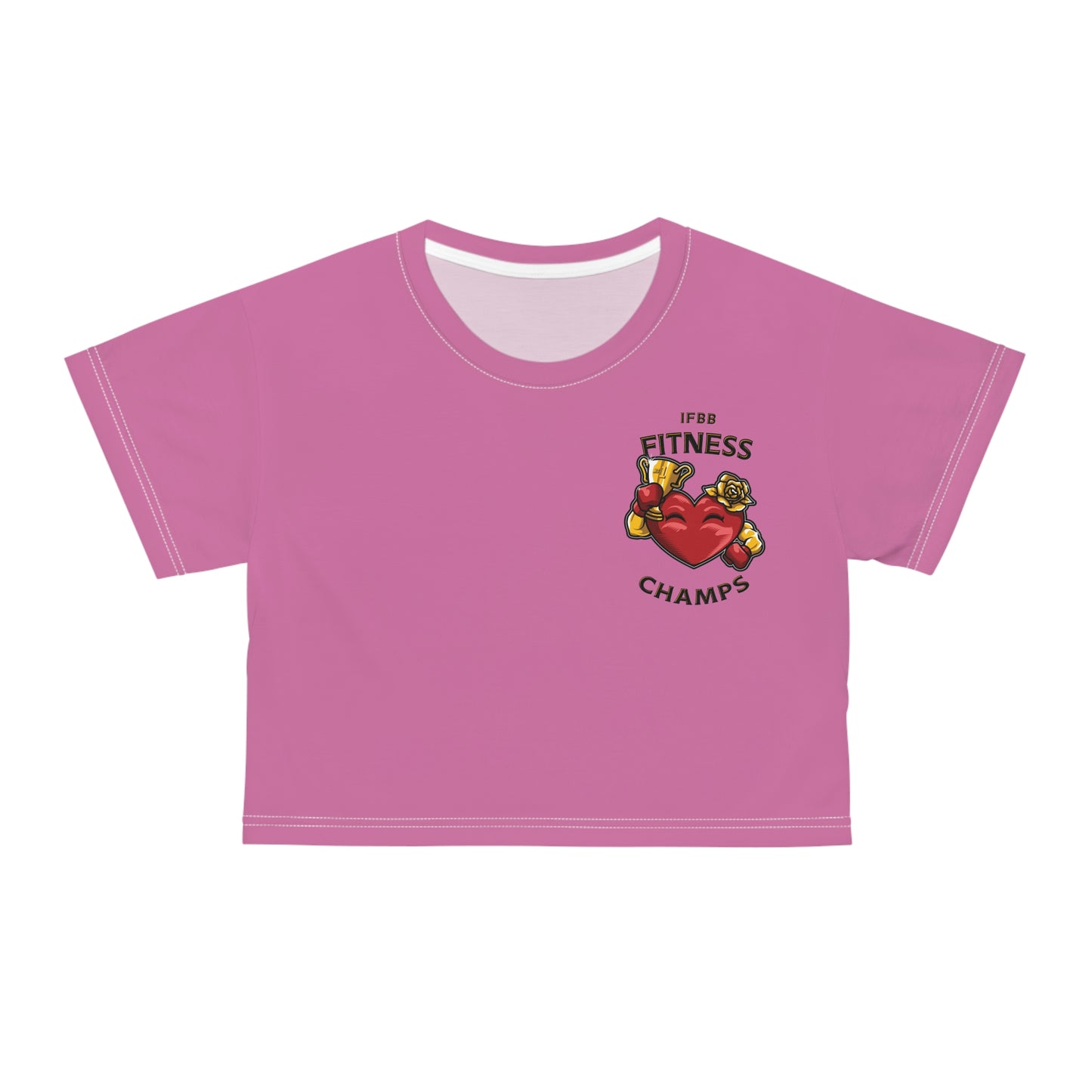 IFBB FITNESS CHAMPS (Small Logo - Pink) - Crop Tee (AOP)