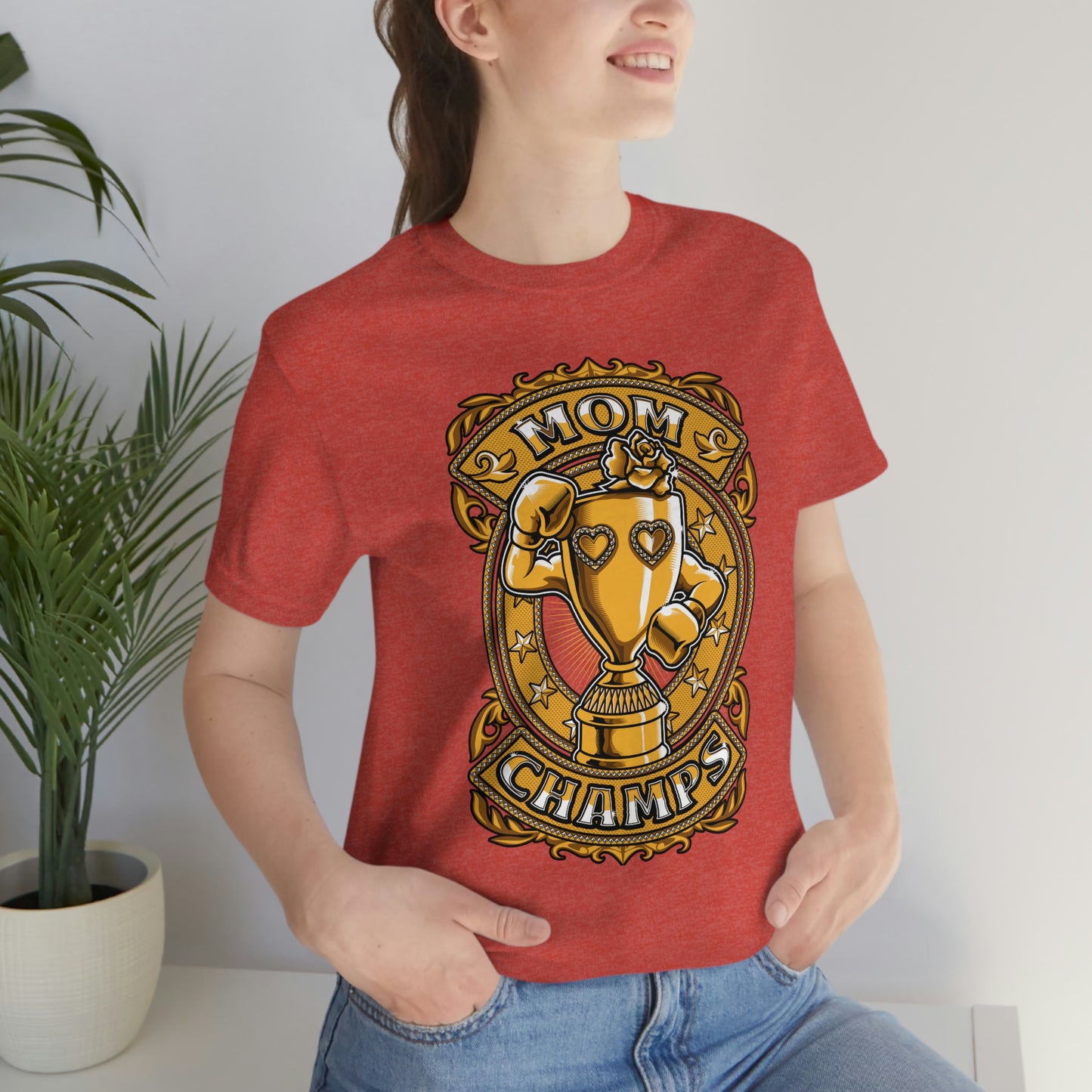 Mom Champs (Gold)! Unisex Jersey Short Sleeve Tee (Bella+Canvas)