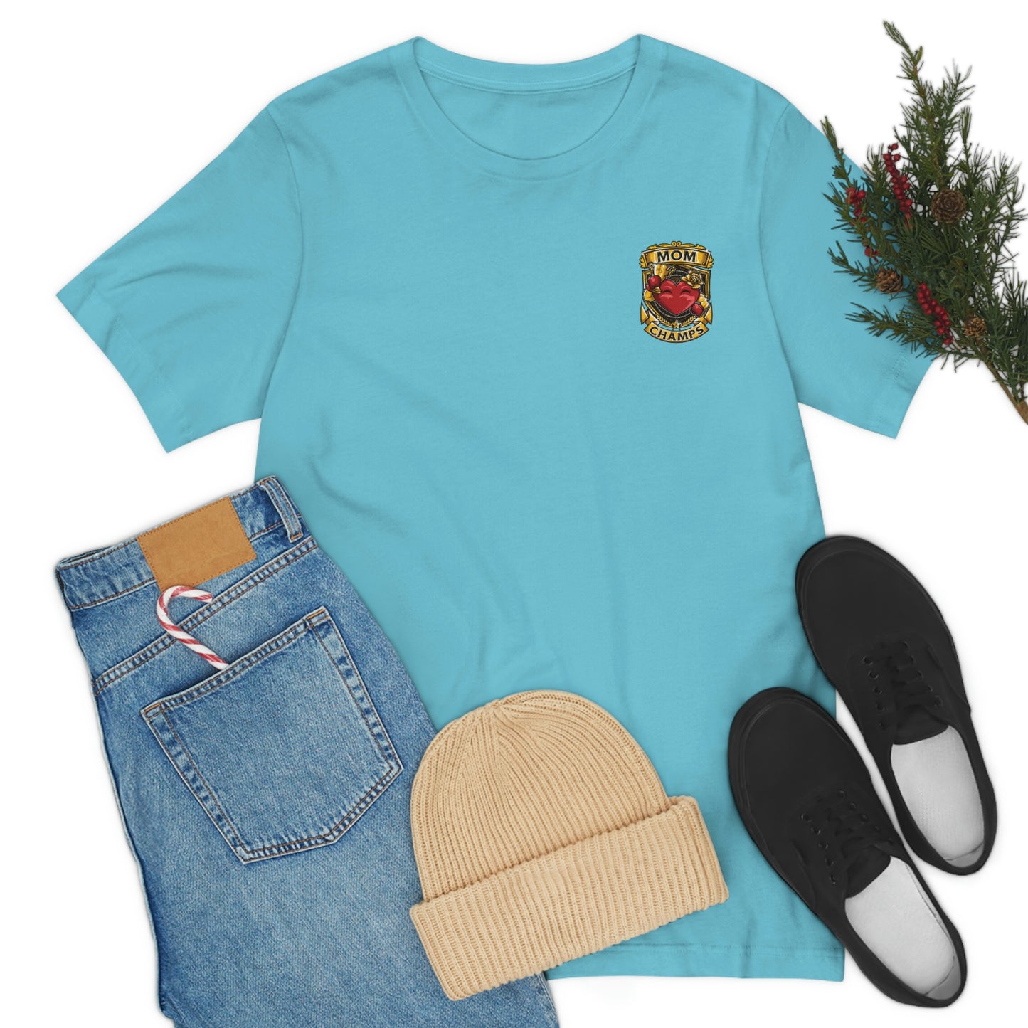 Mom Champs! (Small Front Logo) - Unisex Jersey Short Sleeve Tee - (Bella+Canva)