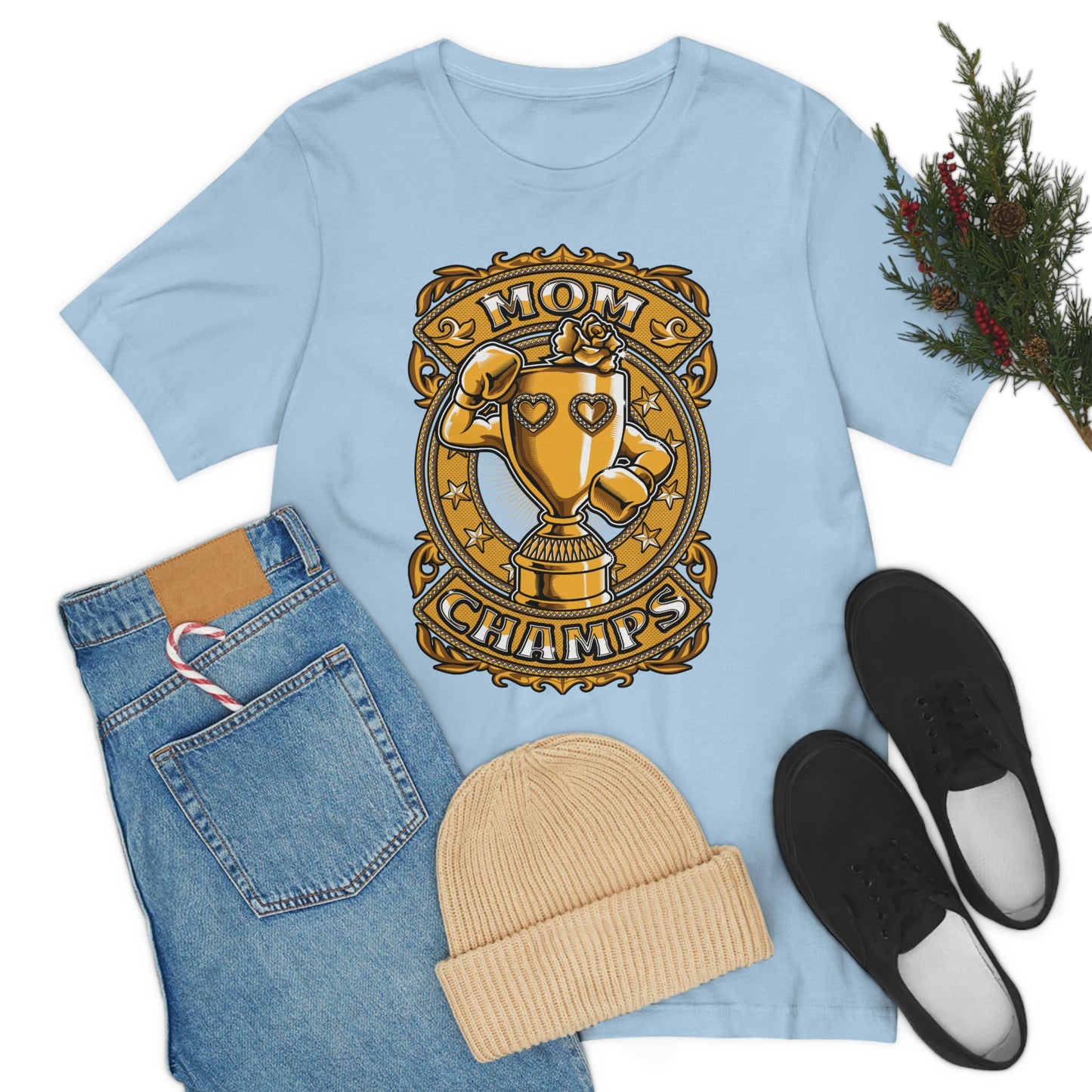 Mom Champs (Gold)! Unisex Jersey Short Sleeve Tee (Bella+Canvas)