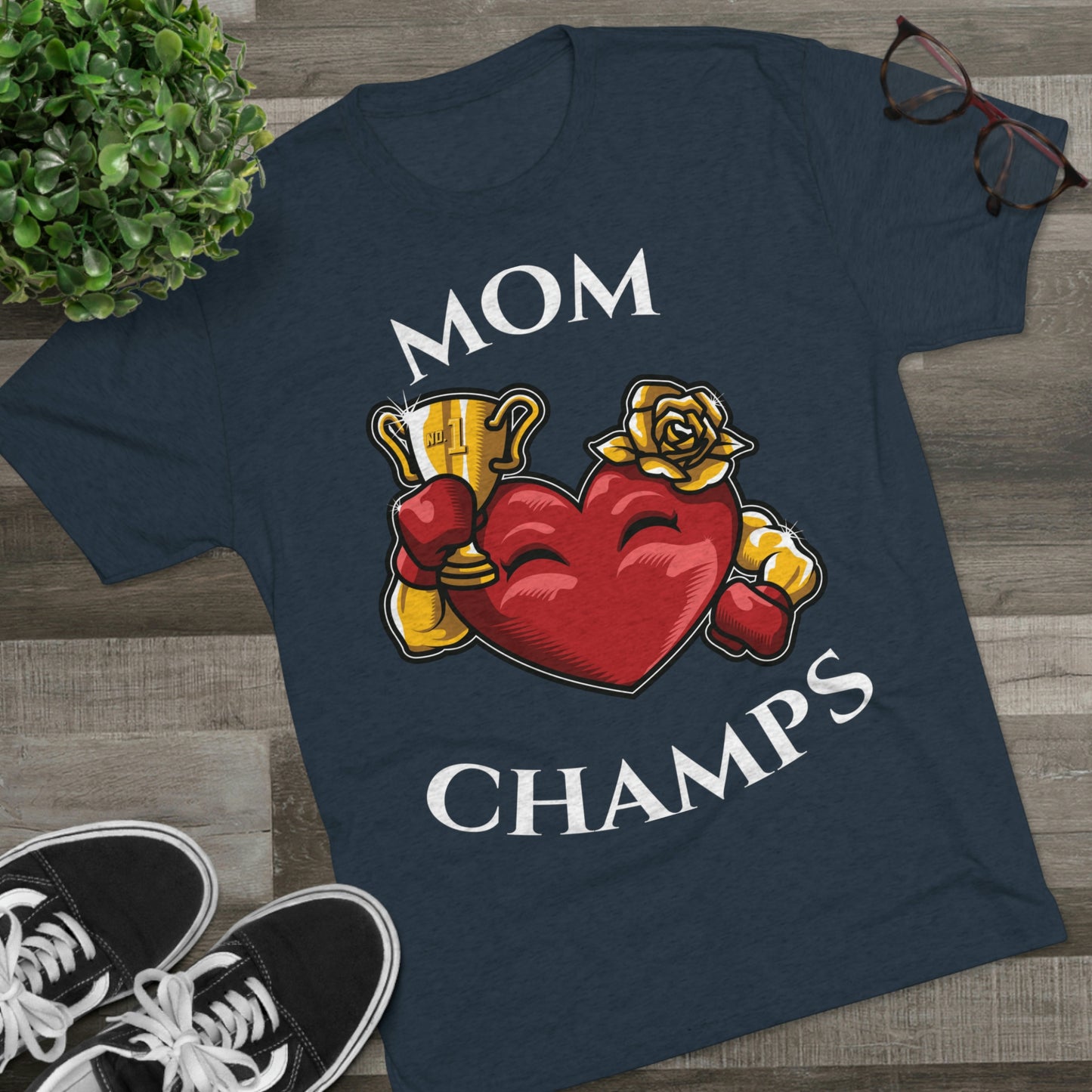 MOM CHAMPS (No Background) - PREMIUM SOFT - Unisex Tri-Blend Crew Tee (Next Level 6010)