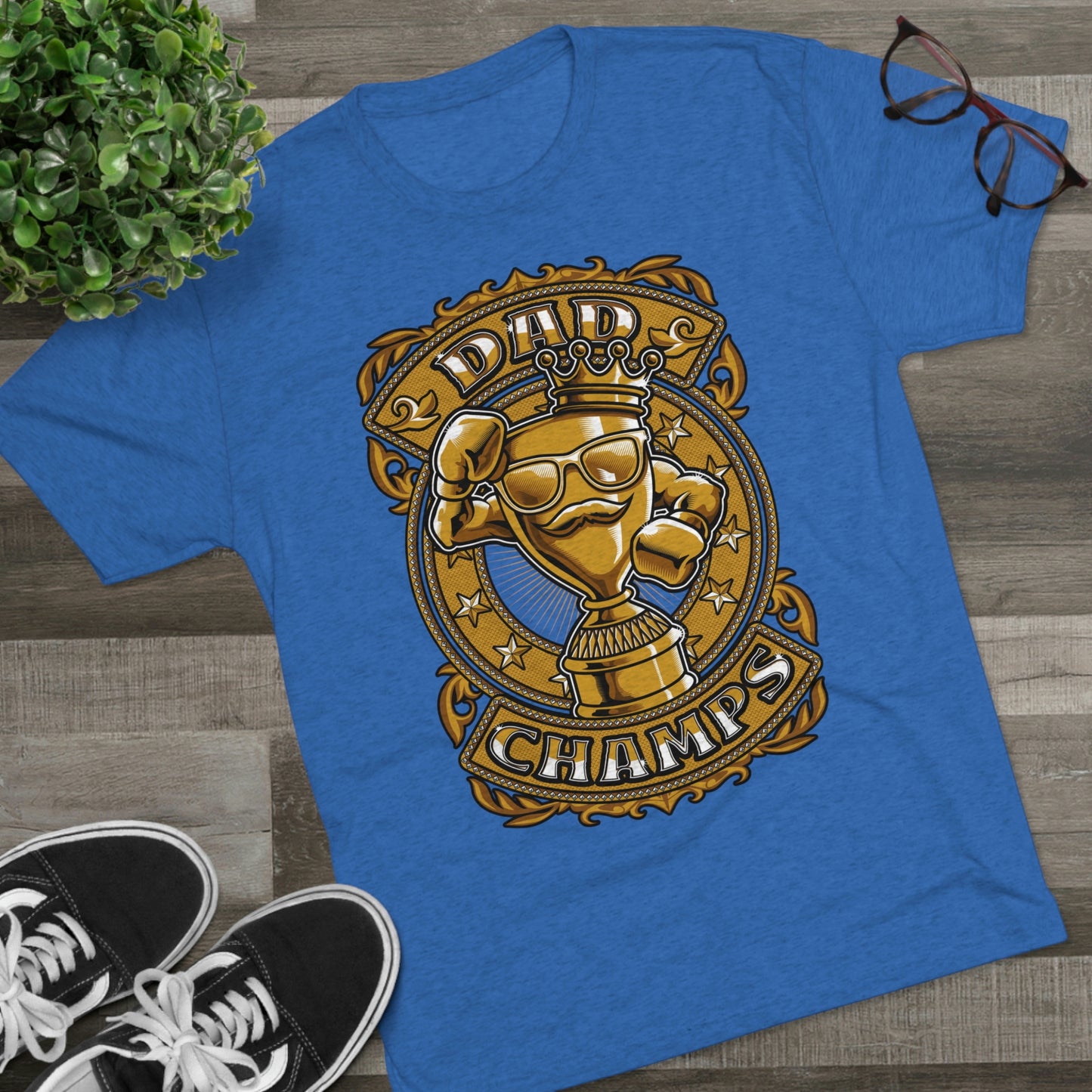 DAD CHAMPS (Gold) - PREMIUM SOFT - Unisex Tri-Blend Crew Tee (Next Level 6010)