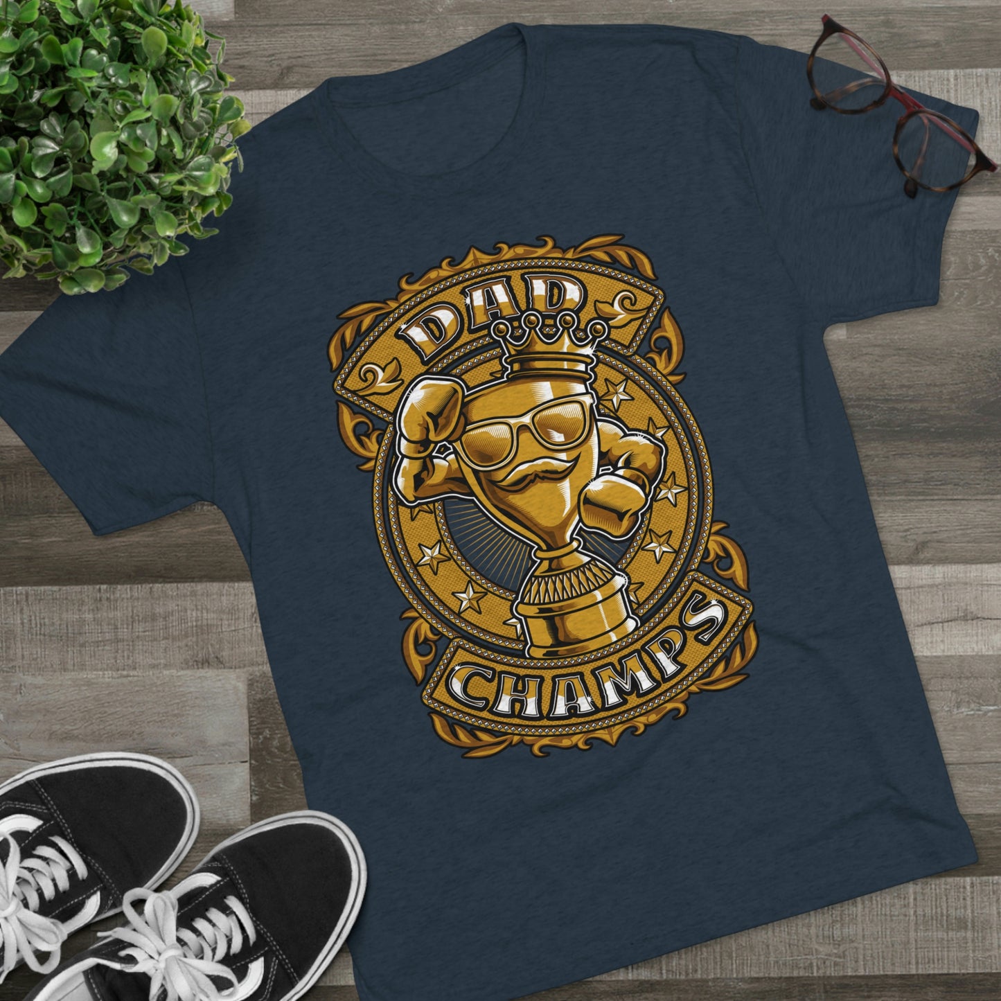 DAD CHAMPS (Gold) - PREMIUM SOFT - Unisex Tri-Blend Crew Tee (Next Level 6010)
