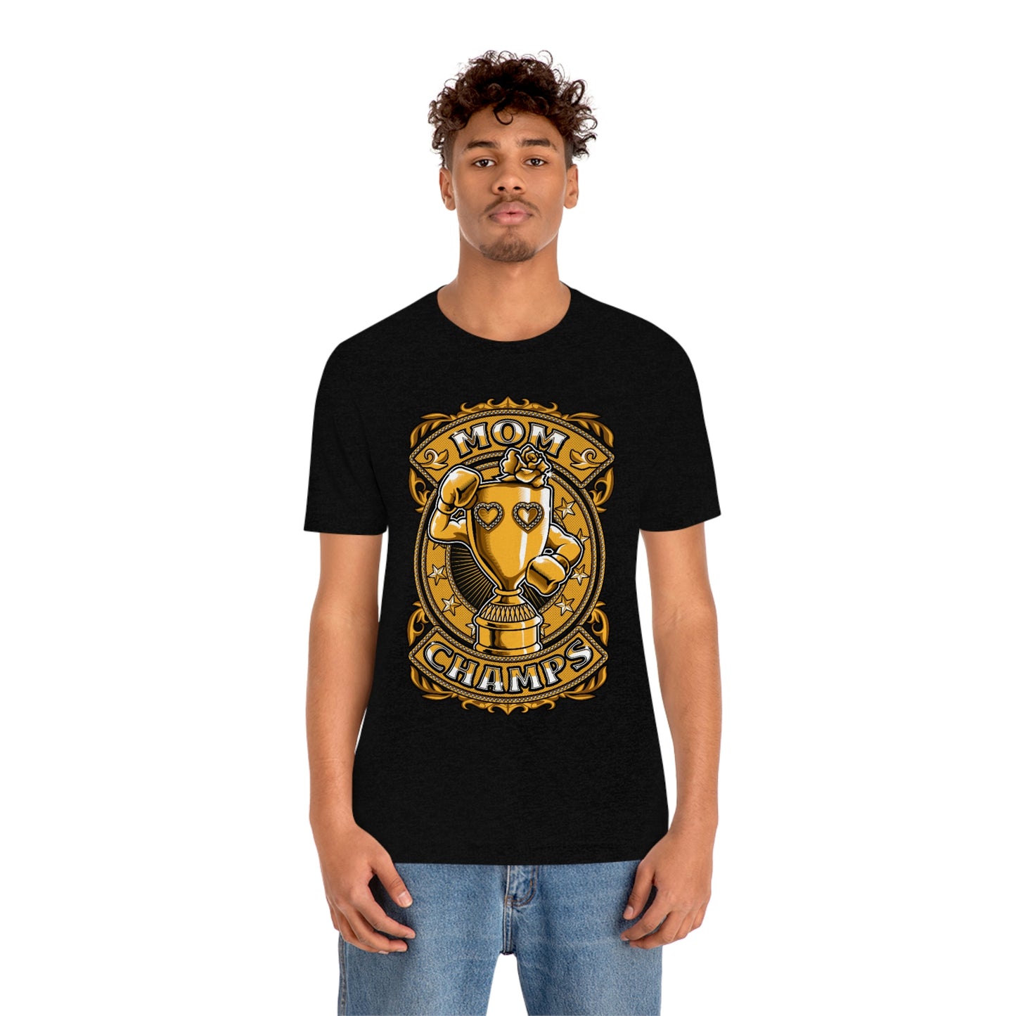 Mom Champs (Gold)! Unisex Jersey Short Sleeve Tee (Bella+Canvas)