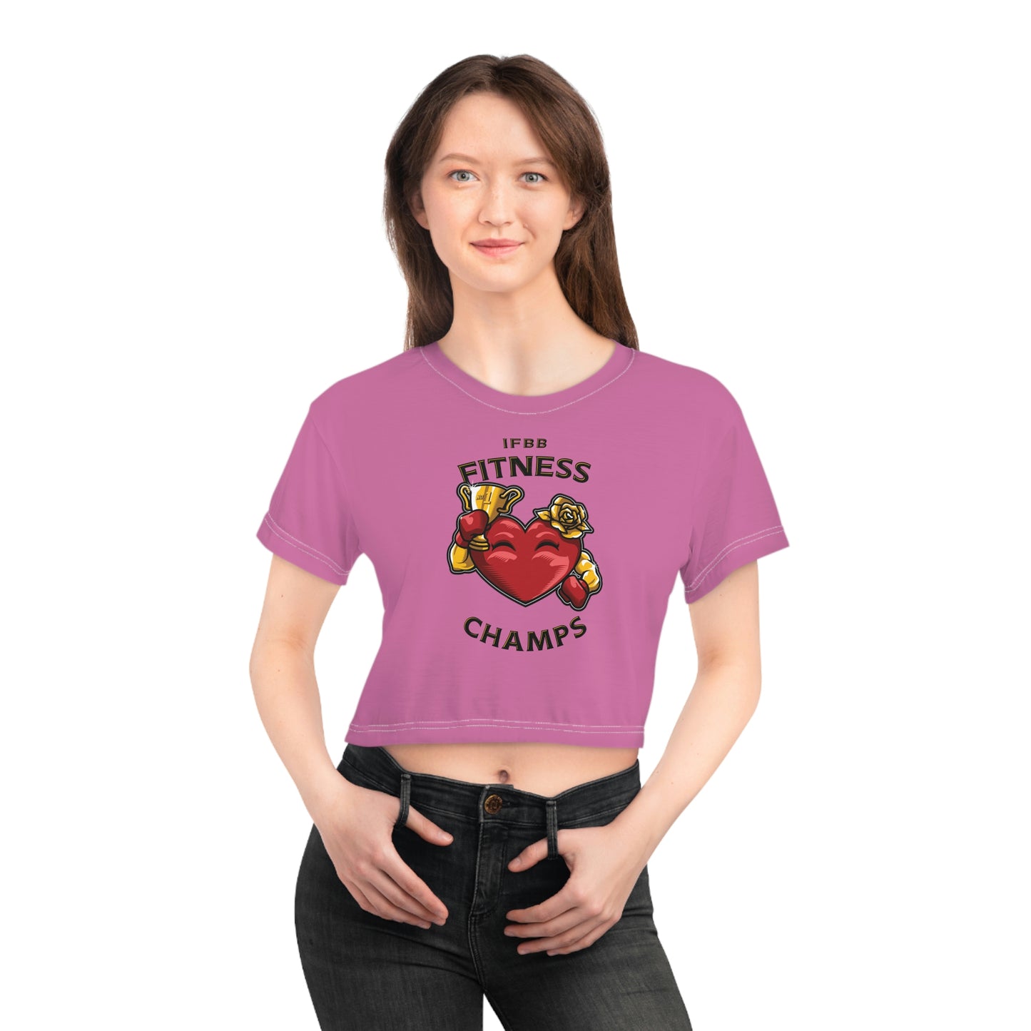 IFBB FITNESS CHAMPS (Pink) - Crop Tee (AOP)