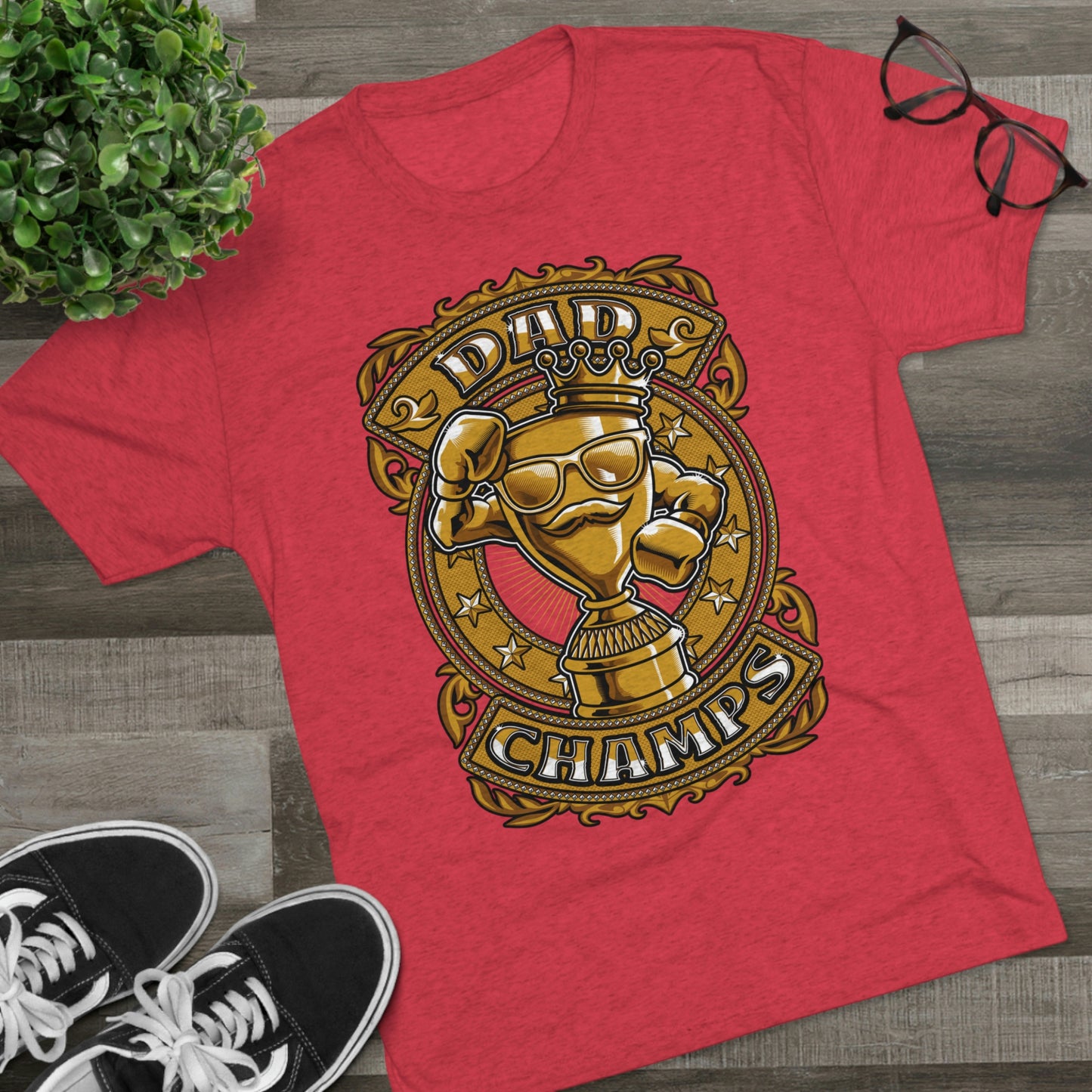 DAD CHAMPS (Gold) - PREMIUM SOFT - Unisex Tri-Blend Crew Tee (Next Level 6010)