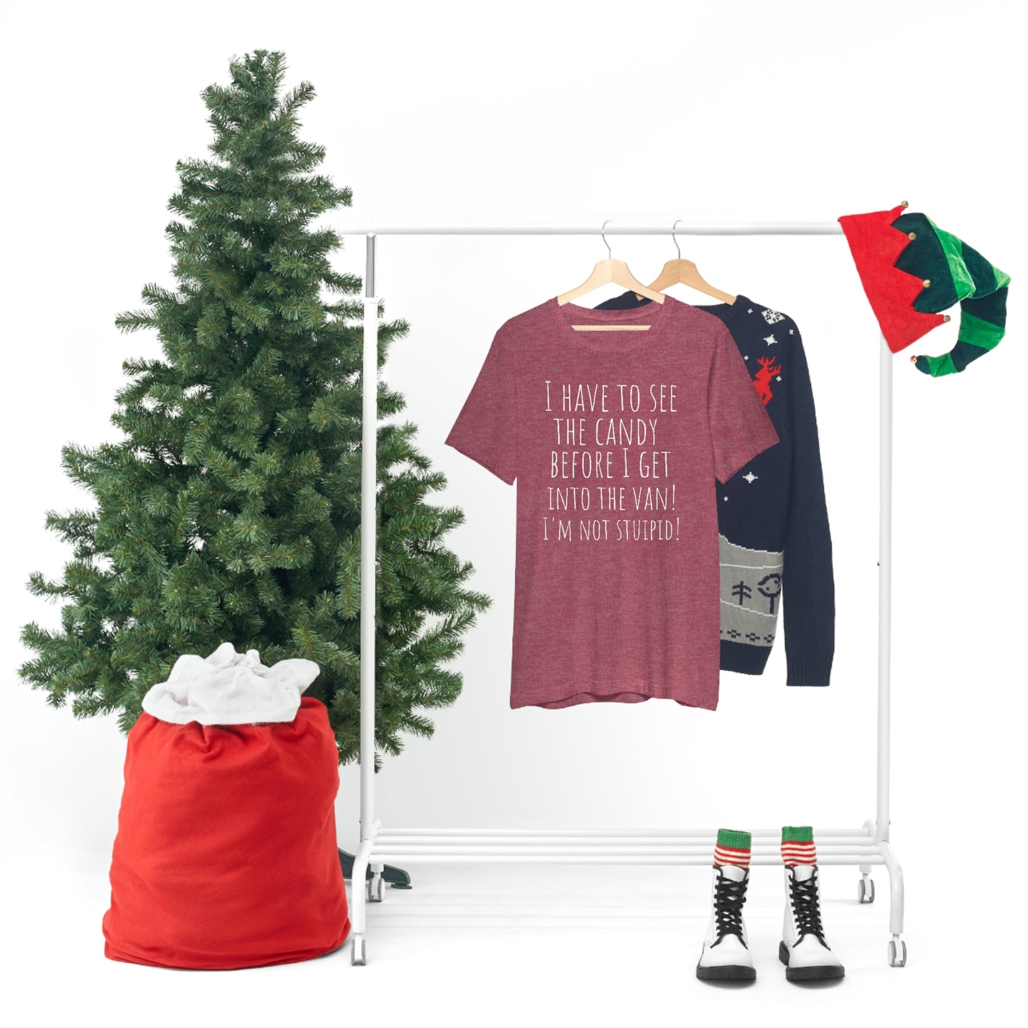 "I have to see the candy before I get into the van! I'm not stupid!" - Regular Cotton - Unisex Jersey Short Sleeve Tee (Bella+Canvas 3001)