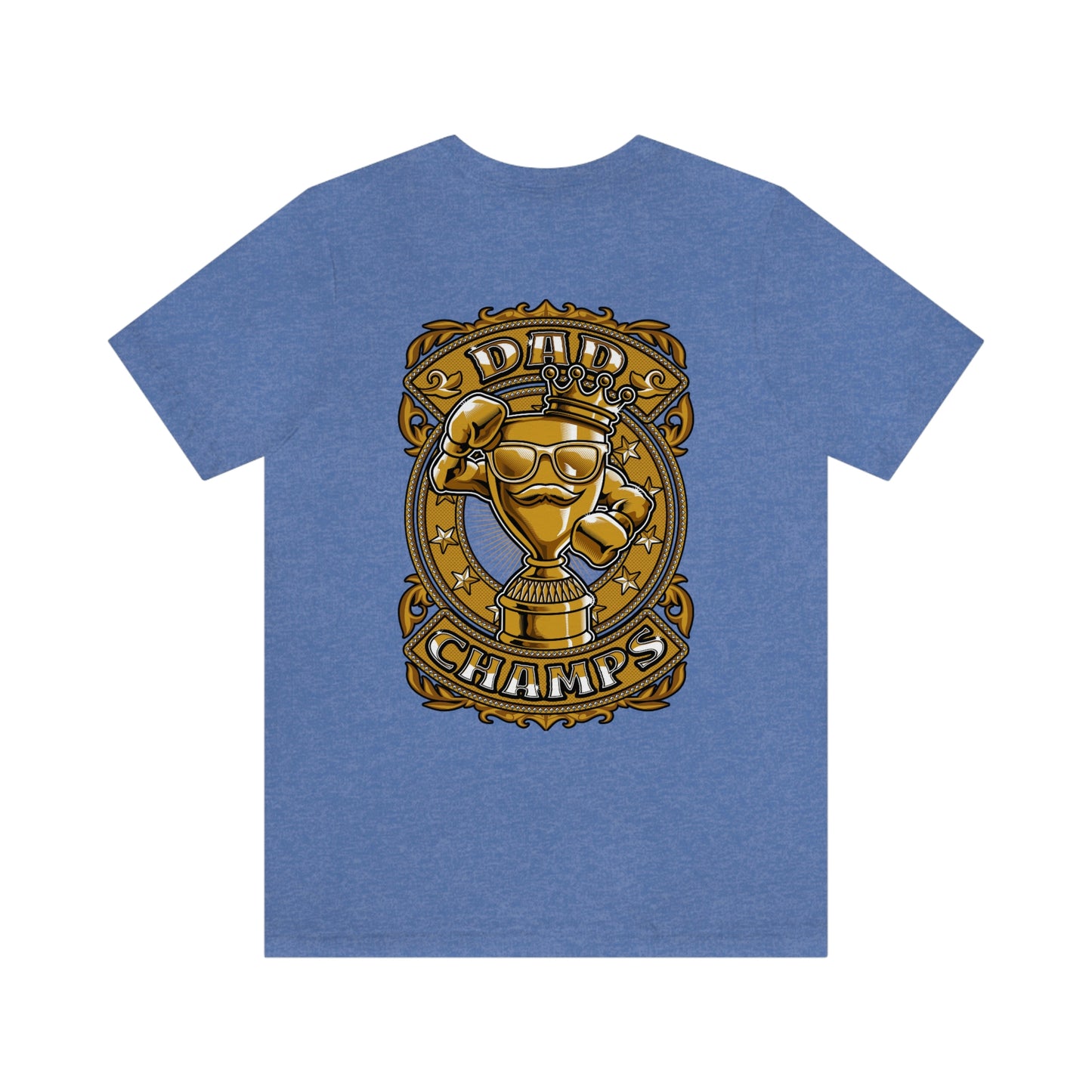 Dad Champs (Gold - Front & Back logo)! - Unisex Jersey Short Sleeve Tee (Bella+Canvas)
