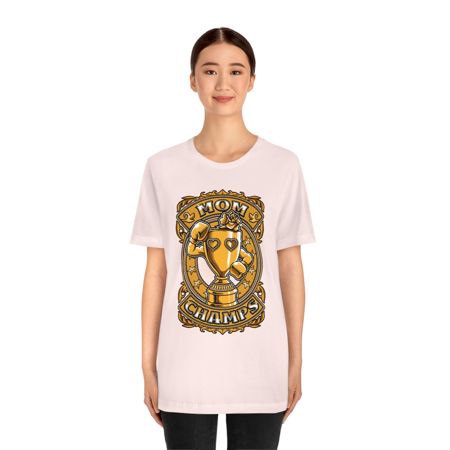 Mom Champs (Gold)! Unisex Jersey Short Sleeve Tee (Bella+Canvas)
