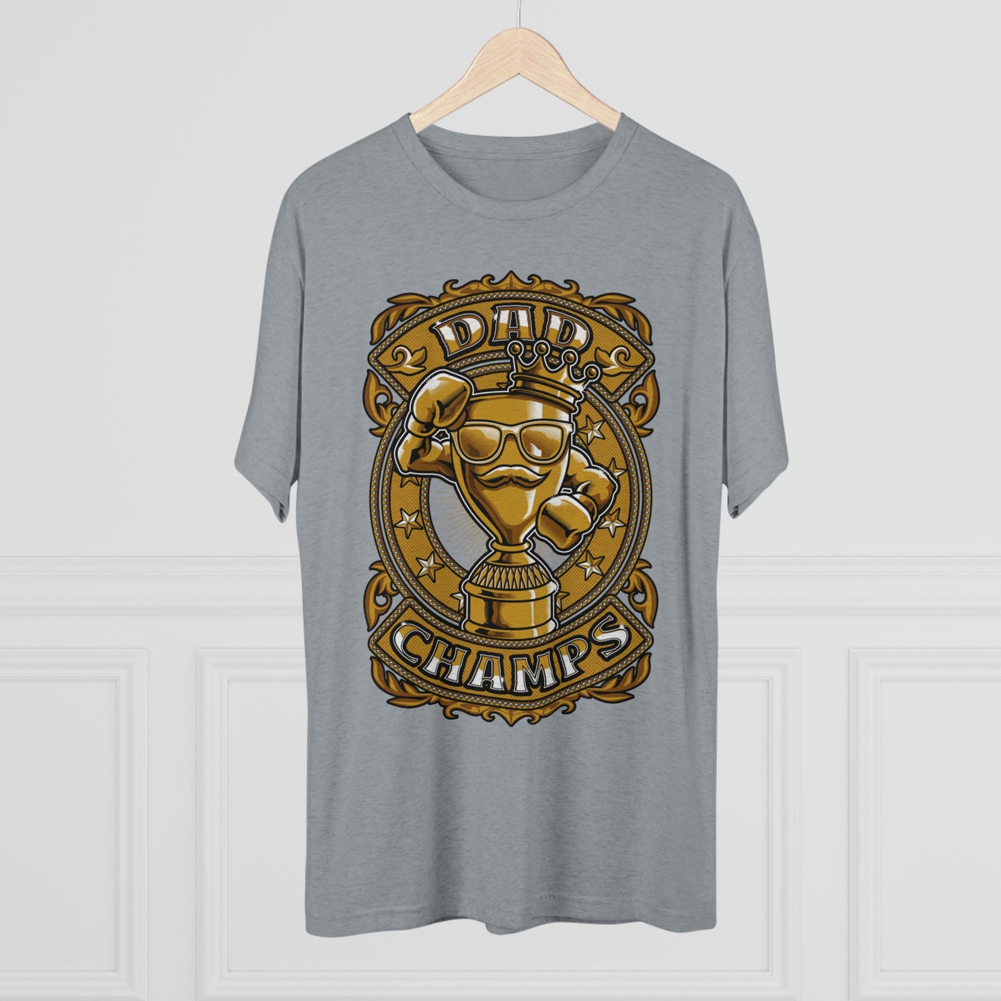 DAD CHAMPS (Gold) - PREMIUM SOFT - Unisex Tri-Blend Crew Tee (Next Level 6010)