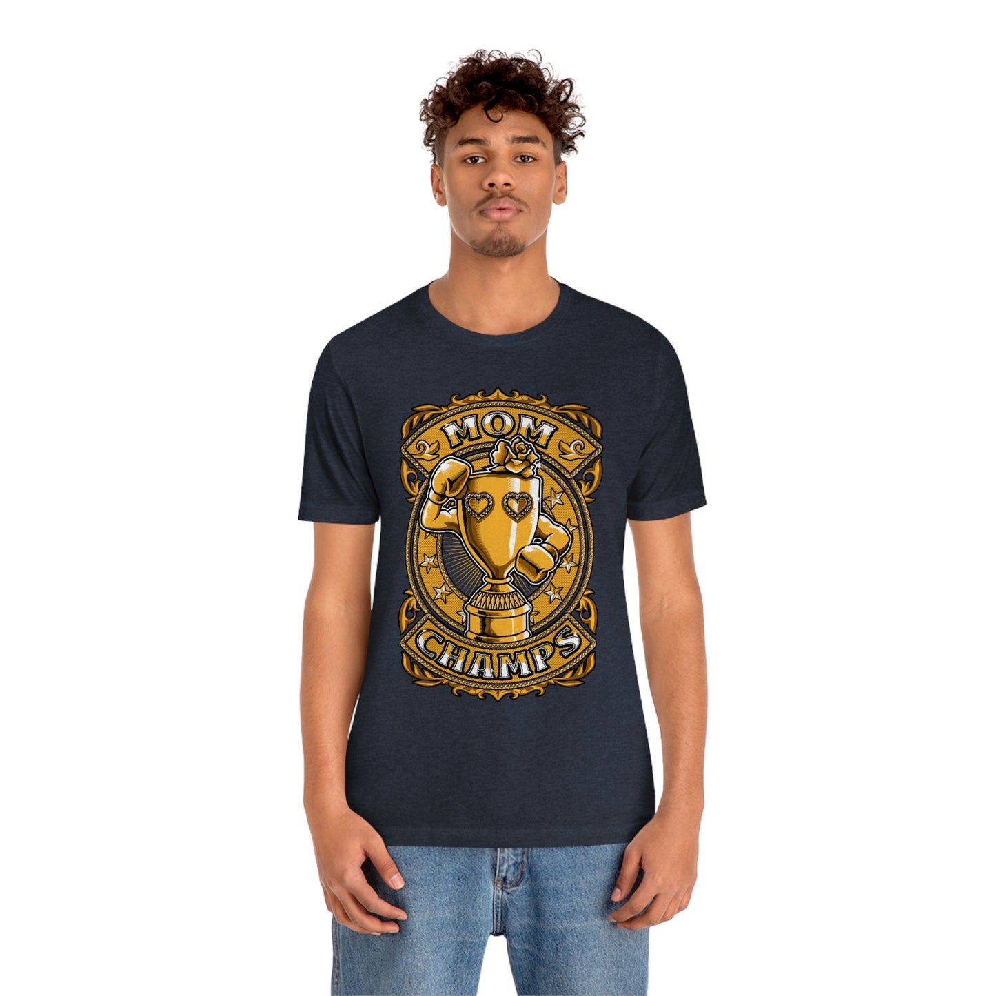 Mom Champs (Gold)! Unisex Jersey Short Sleeve Tee (Bella+Canvas)