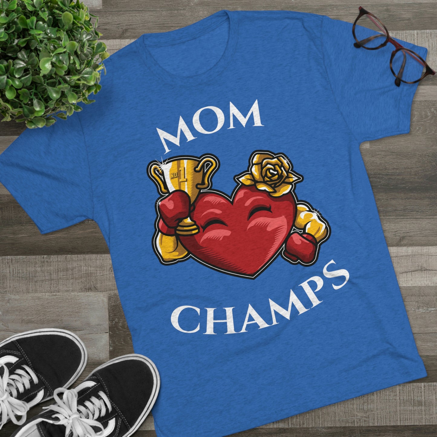 MOM CHAMPS (No Background) - PREMIUM SOFT - Unisex Tri-Blend Crew Tee (Next Level 6010)