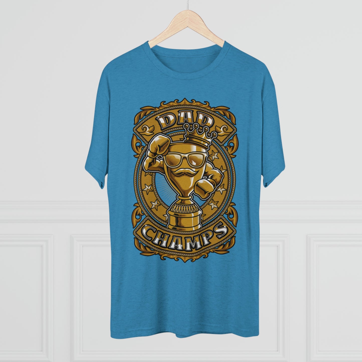 DAD CHAMPS (Gold) - PREMIUM SOFT - Unisex Tri-Blend Crew Tee (Next Level 6010)