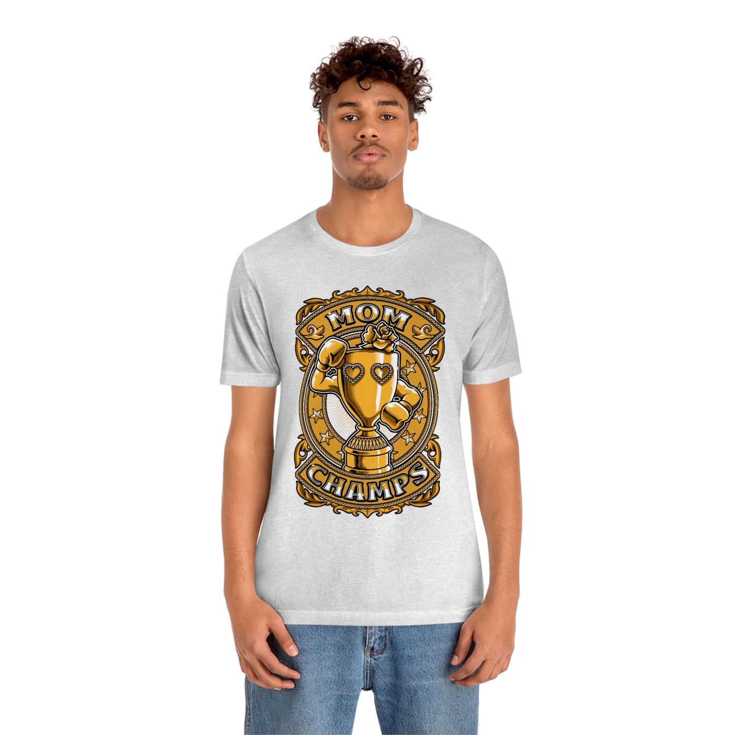 Mom Champs (Gold)! Unisex Jersey Short Sleeve Tee (Bella+Canvas)