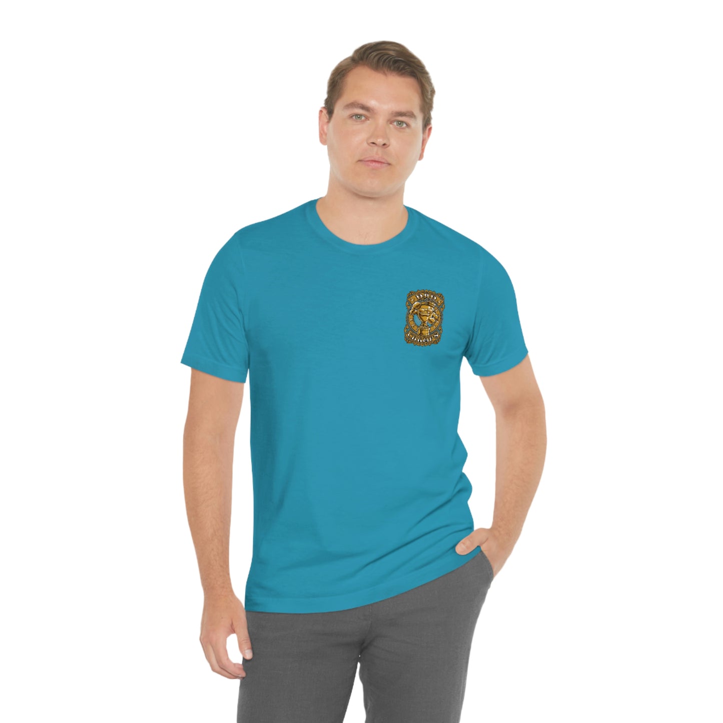 Dad Champs (Gold - Front & Back logo)! - Unisex Jersey Short Sleeve Tee (Bella+Canvas)
