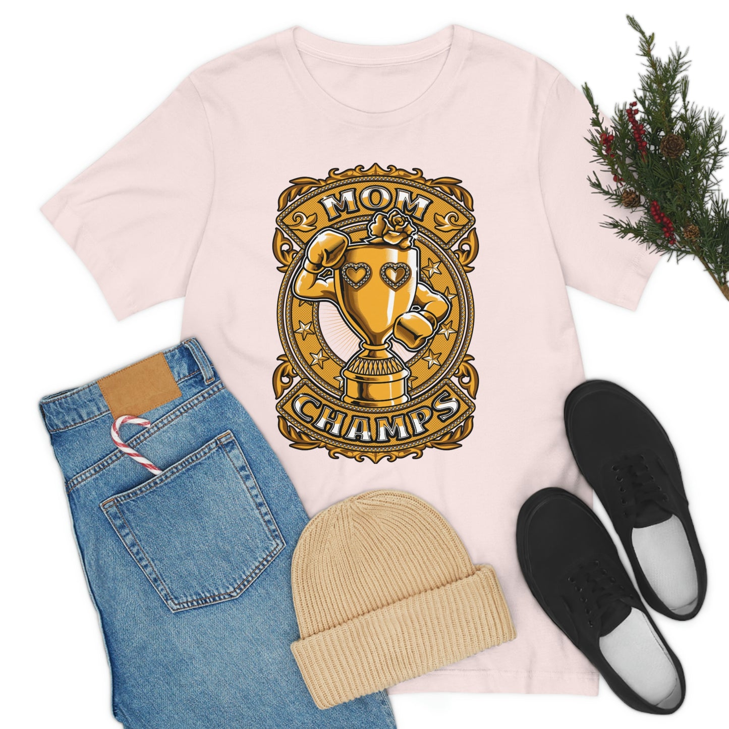 Mom Champs (Gold)! Unisex Jersey Short Sleeve Tee (Bella+Canvas)