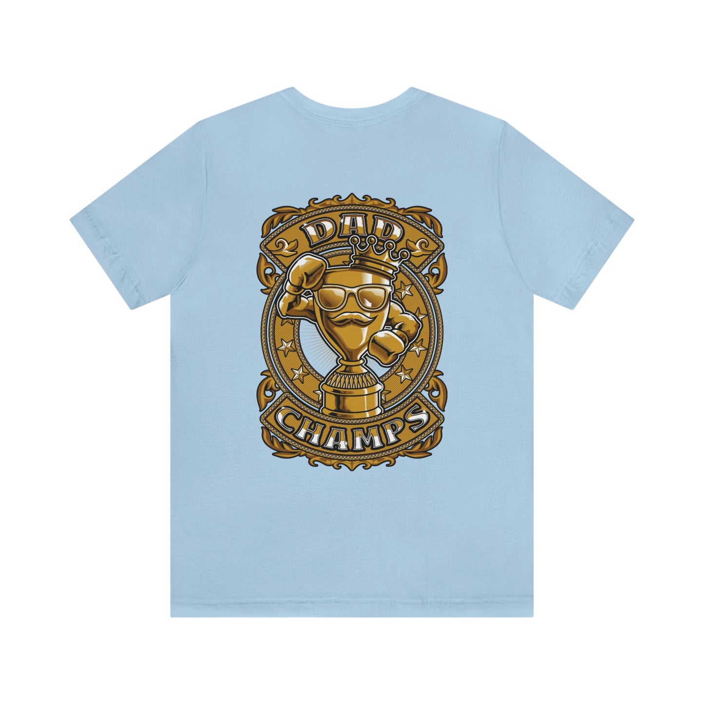 Dad Champs (Gold - Front & Back logo)! - Unisex Jersey Short Sleeve Tee (Bella+Canvas)