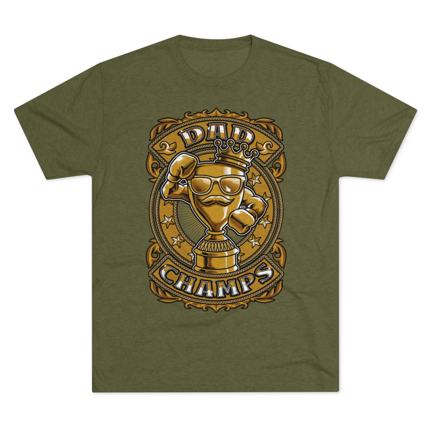 DAD CHAMPS (Gold) - PREMIUM SOFT - Unisex Tri-Blend Crew Tee (Next Level 6010)