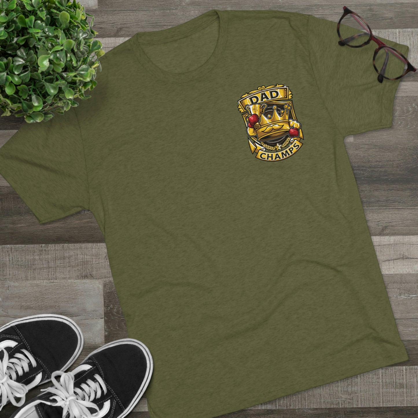 DAD CHAMPS (Small Front) - PREMIUM SOFT - Unisex Tri-Blend Crew Tee (Next Level 6010)