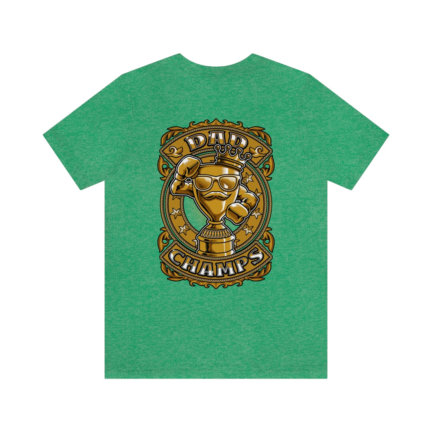 Dad Champs (Gold - Front & Back logo)! - Unisex Jersey Short Sleeve Tee (Bella+Canvas)
