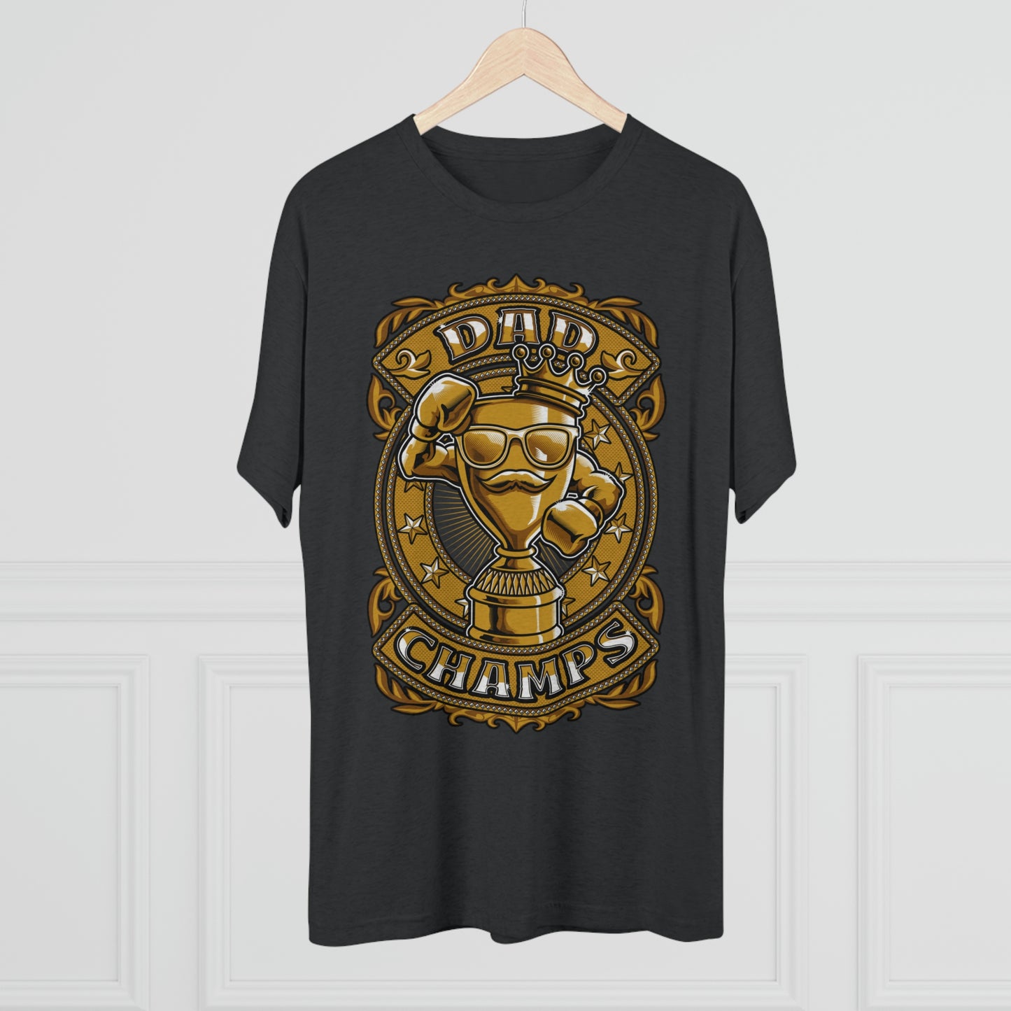 DAD CHAMPS (Gold) - PREMIUM SOFT - Unisex Tri-Blend Crew Tee (Next Level 6010)