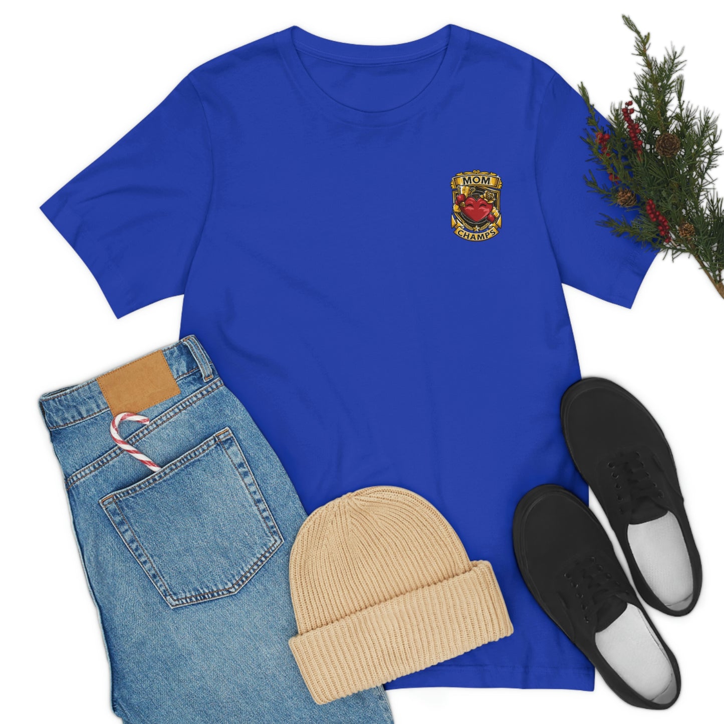 Mom Champs! (Small Front Logo) - Unisex Jersey Short Sleeve Tee - (Bella+Canva)
