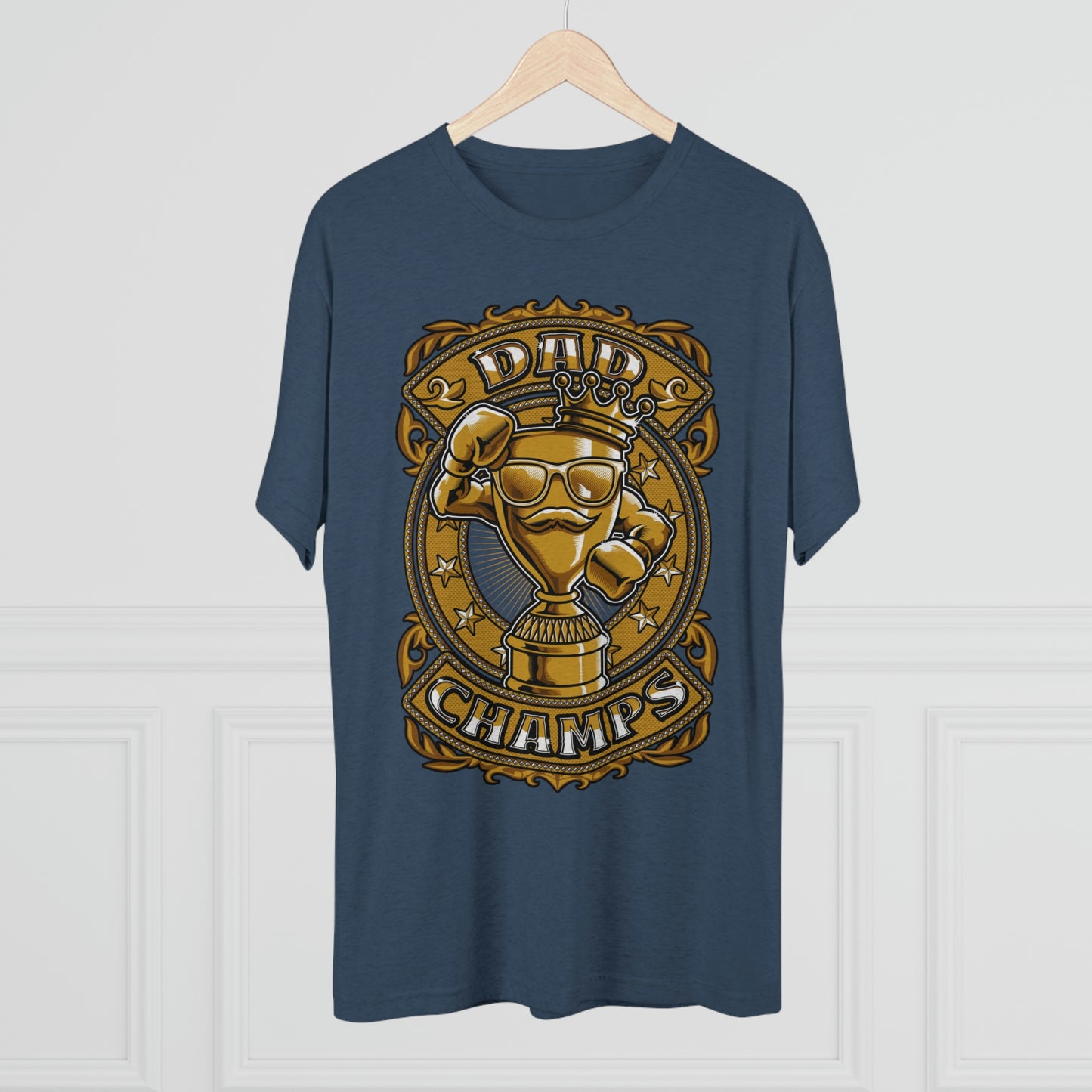 DAD CHAMPS (Gold) - PREMIUM SOFT - Unisex Tri-Blend Crew Tee (Next Level 6010)