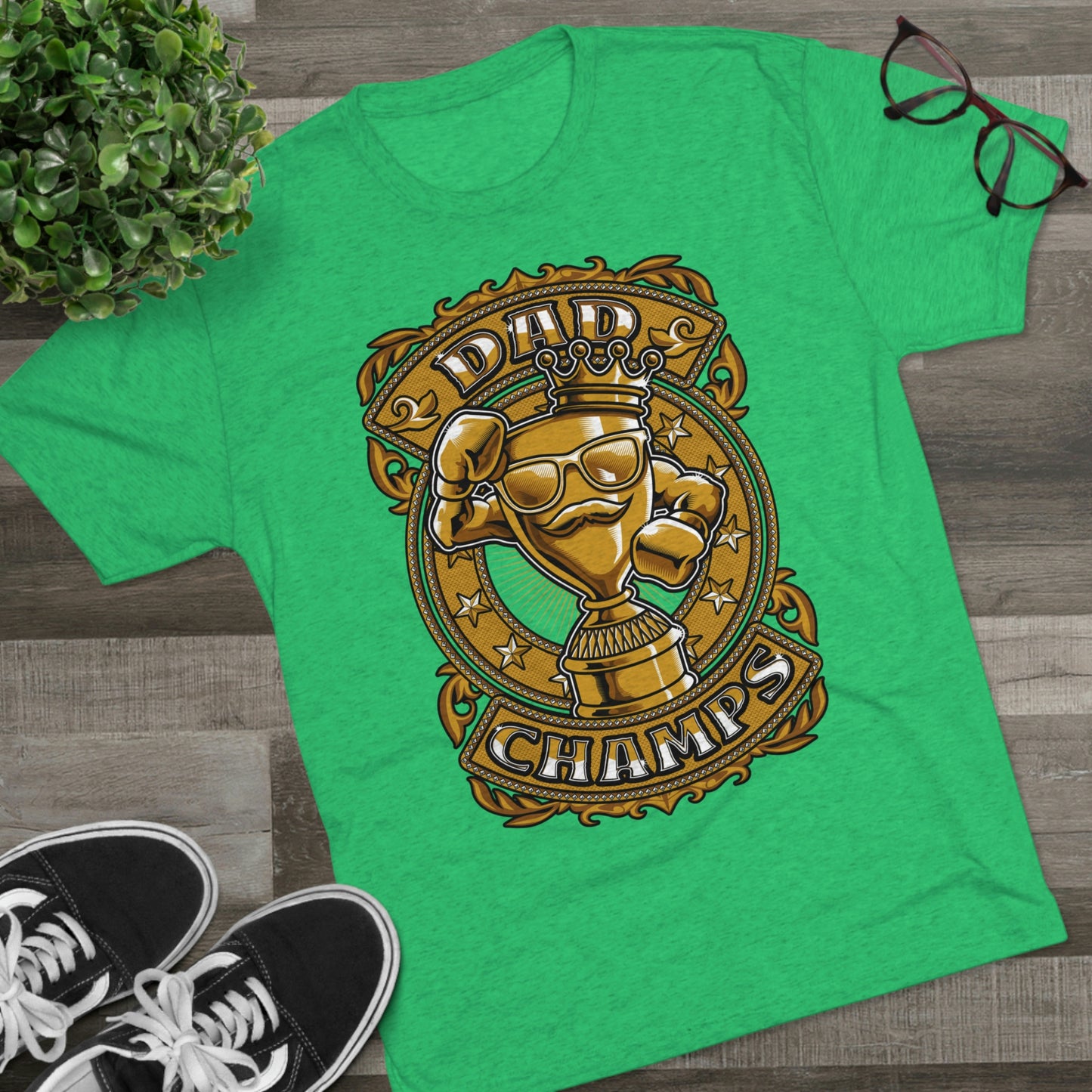 DAD CHAMPS (Gold) - PREMIUM SOFT - Unisex Tri-Blend Crew Tee (Next Level 6010)
