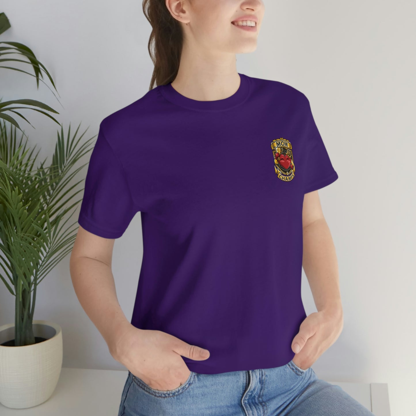 Mom Champs! (Small Front Logo) - Unisex Jersey Short Sleeve Tee - (Bella+Canva)