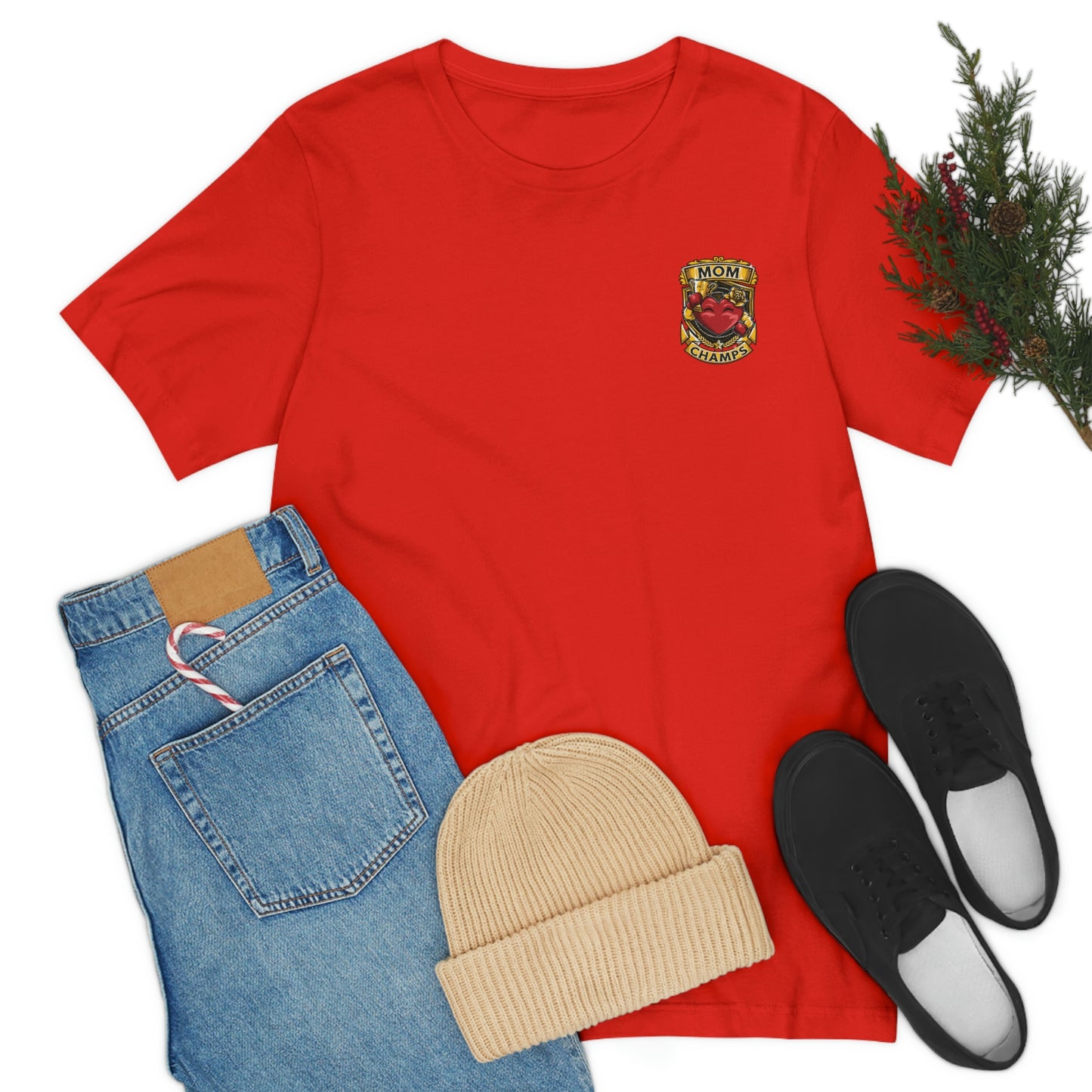 Mom Champs! (Small Front Logo) - Unisex Jersey Short Sleeve Tee - (Bella+Canva)
