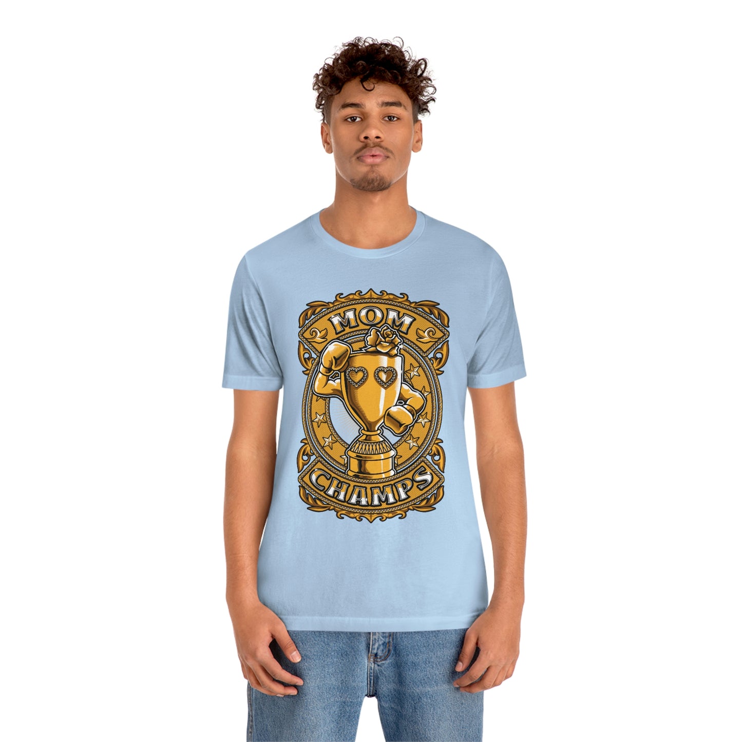 Mom Champs (Gold)! Unisex Jersey Short Sleeve Tee (Bella+Canvas)