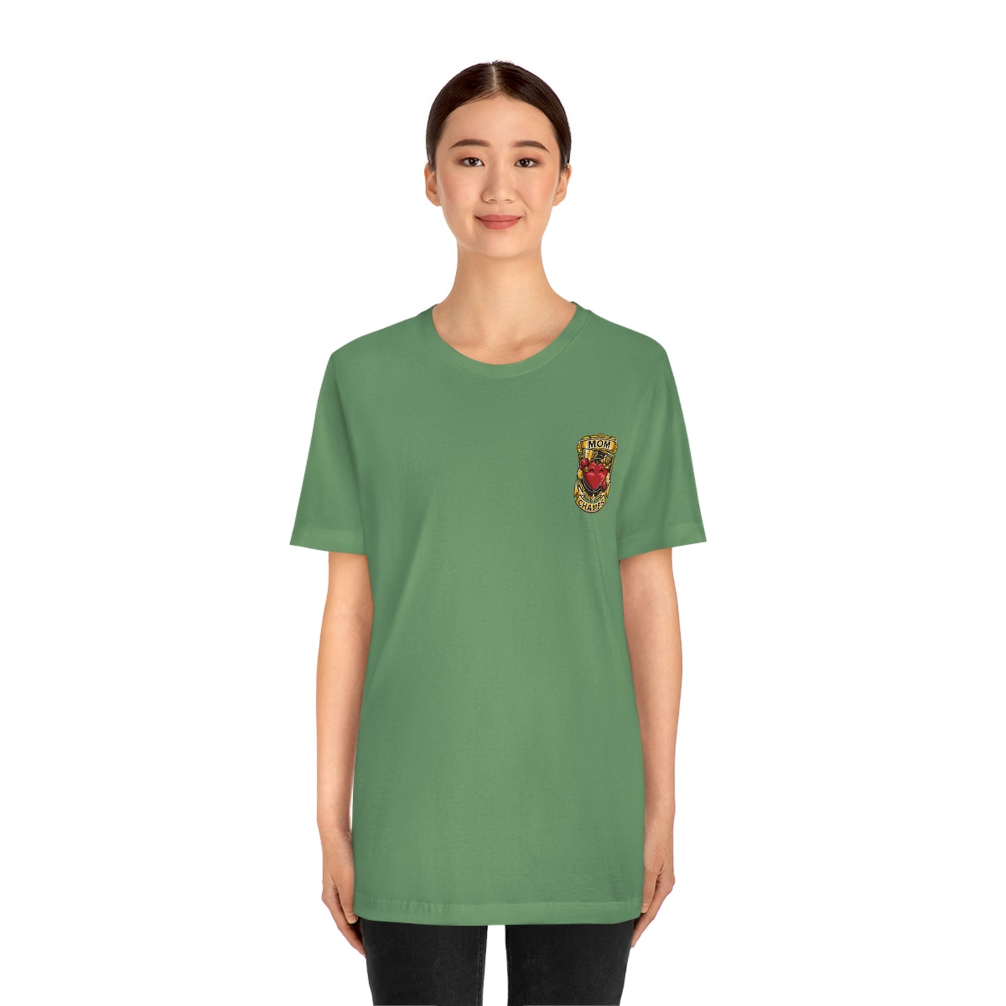 Mom Champs! (Small Front Logo) - Unisex Jersey Short Sleeve Tee - (Bella+Canva)