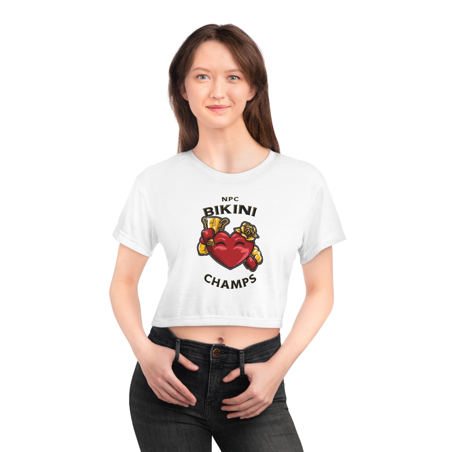 NPC BIKINI CHAMPS (White) - Crop Tee (AOP)