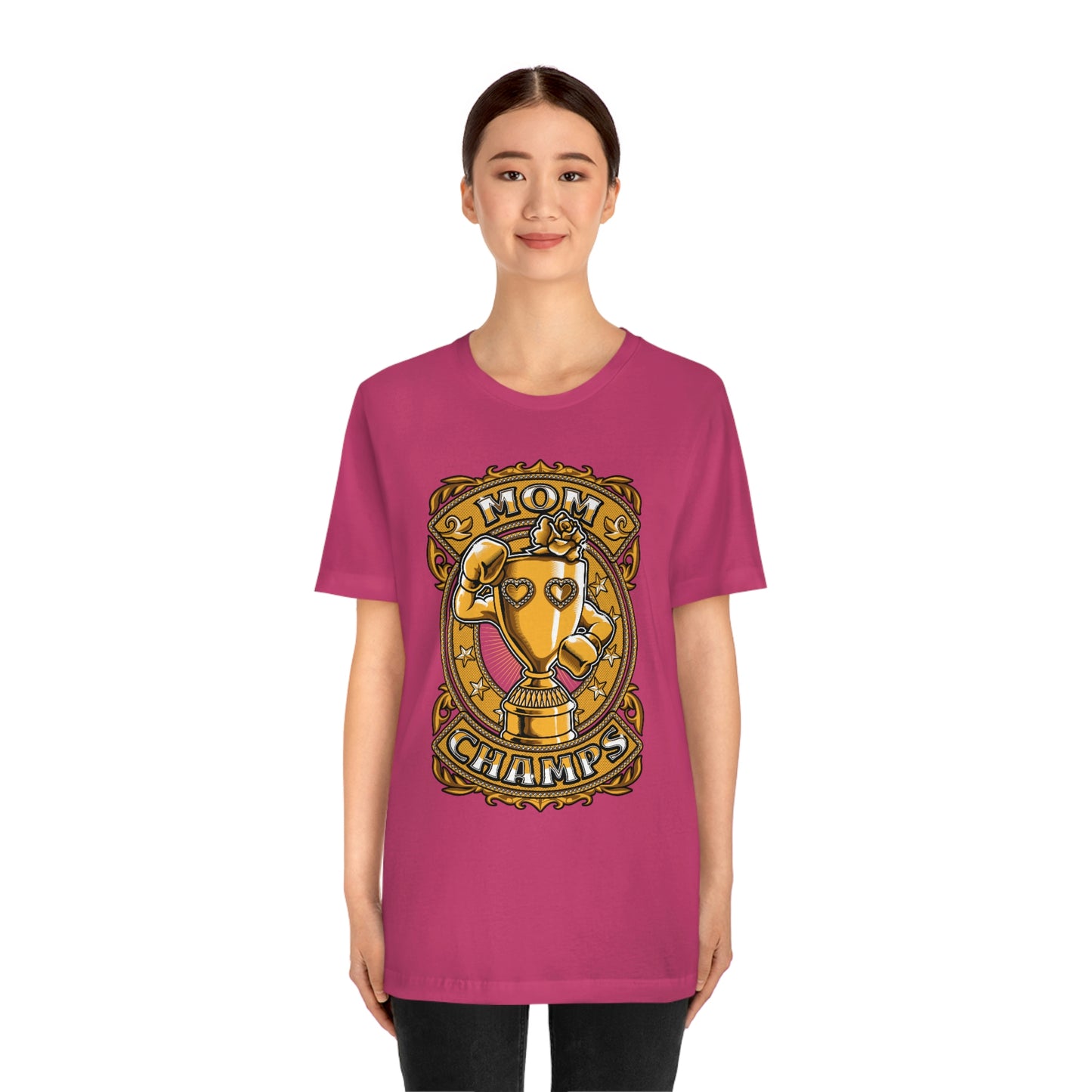 Mom Champs (Gold)! Unisex Jersey Short Sleeve Tee (Bella+Canvas)