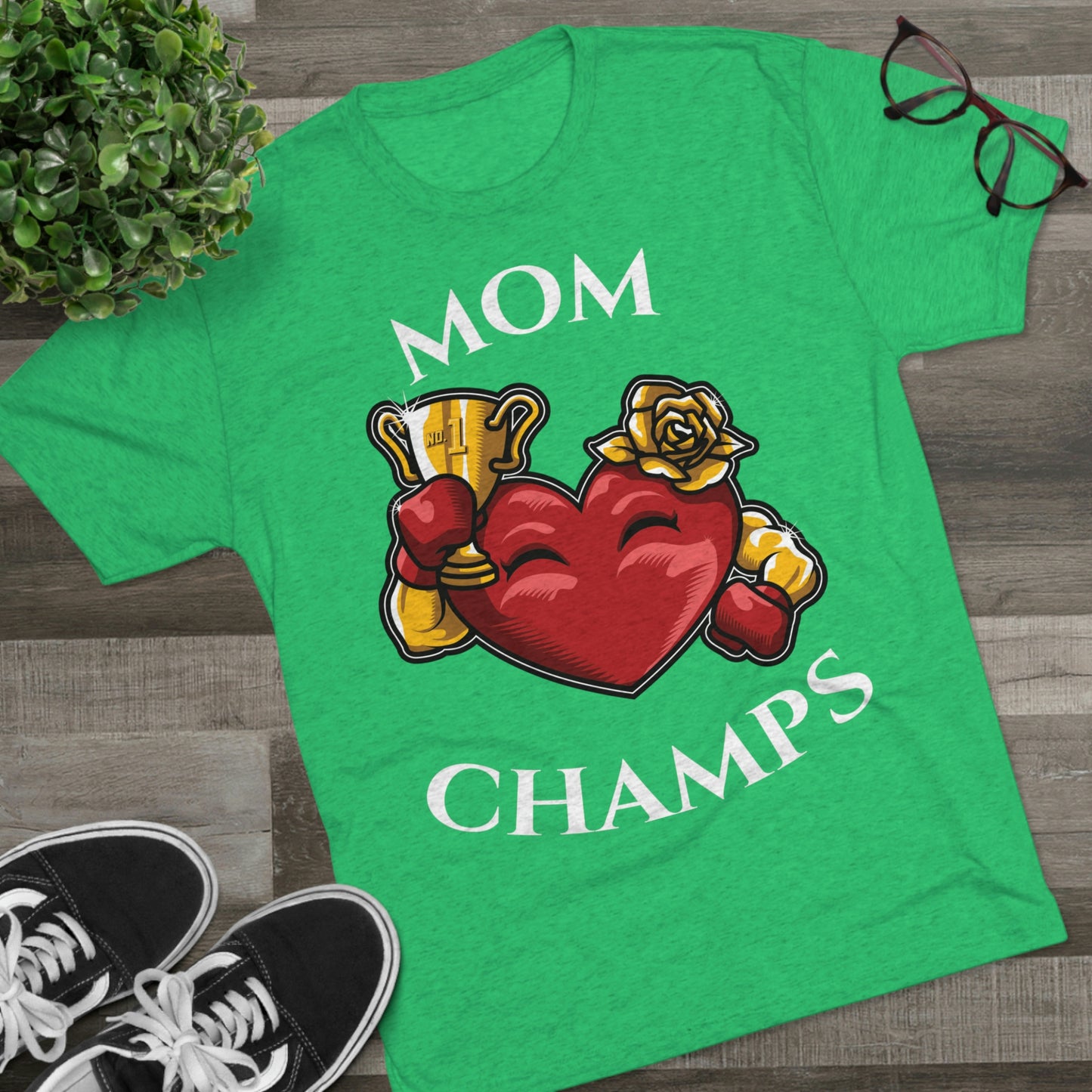 MOM CHAMPS (No Background) - PREMIUM SOFT - Unisex Tri-Blend Crew Tee (Next Level 6010)