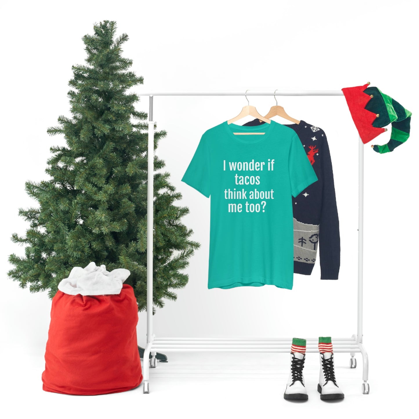 "I wonder if Tacos think about me too?" - Regular Cotton - Unisex Jersey Short Sleeve Tee (Bella+Canvas3001)