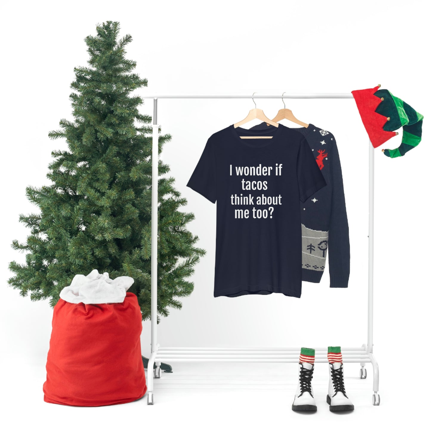 "I wonder if Tacos think about me too?" - Regular Cotton - Unisex Jersey Short Sleeve Tee (Bella+Canvas3001)
