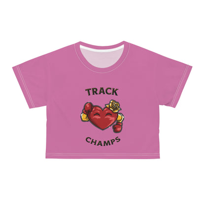 TRACK CHAMPS (Pink) - Crop Tee (AOP)