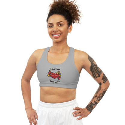 BATON CHAMPS (Gray) - Seamless Sports Bra (AOP)