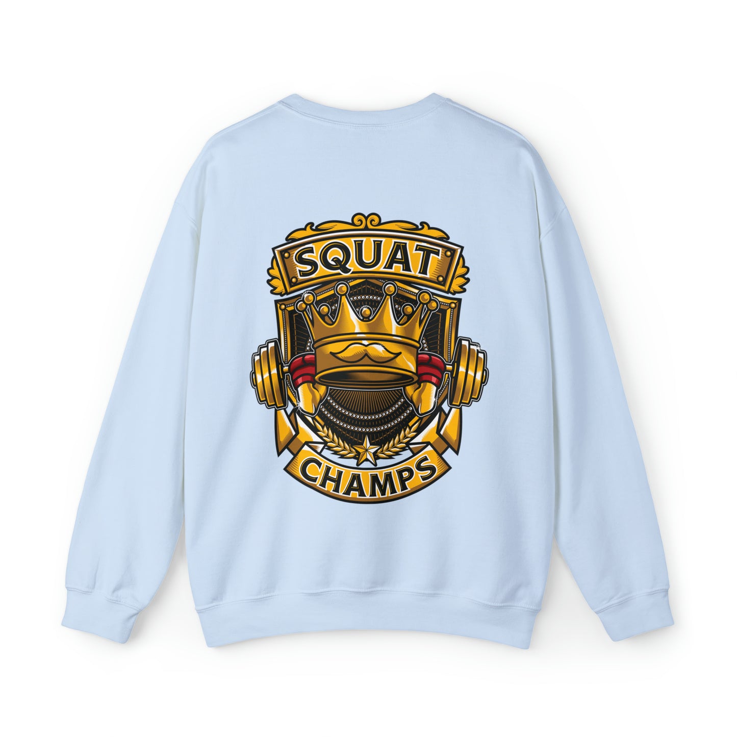 SQUAT CHAMPS (back design) - Unisex Heavy Blend™ Crewneck Sweatshirt